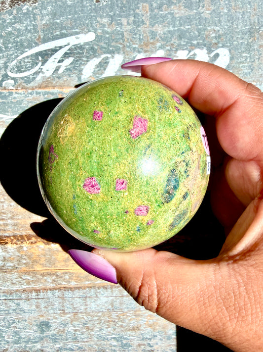 Gorgeous Ruby in Fuchsite Sphere | India | Opt 77