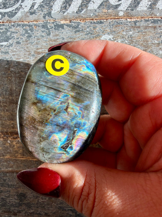 Gorgeous Flashy Labradorite Palm Stone | Madagascar | Opt C