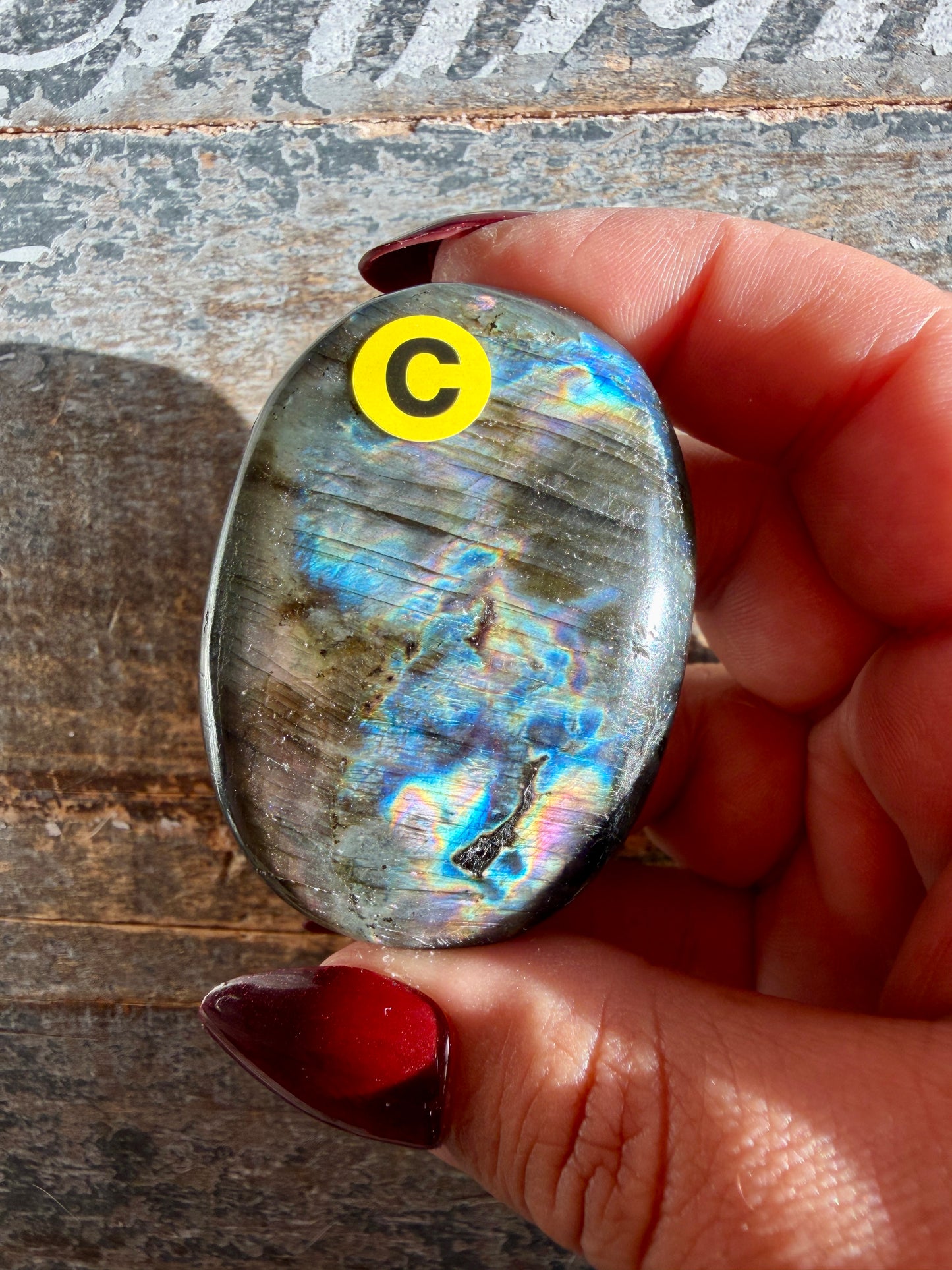 Gorgeous Flashy Labradorite Palm Stone | Madagascar | Opt C