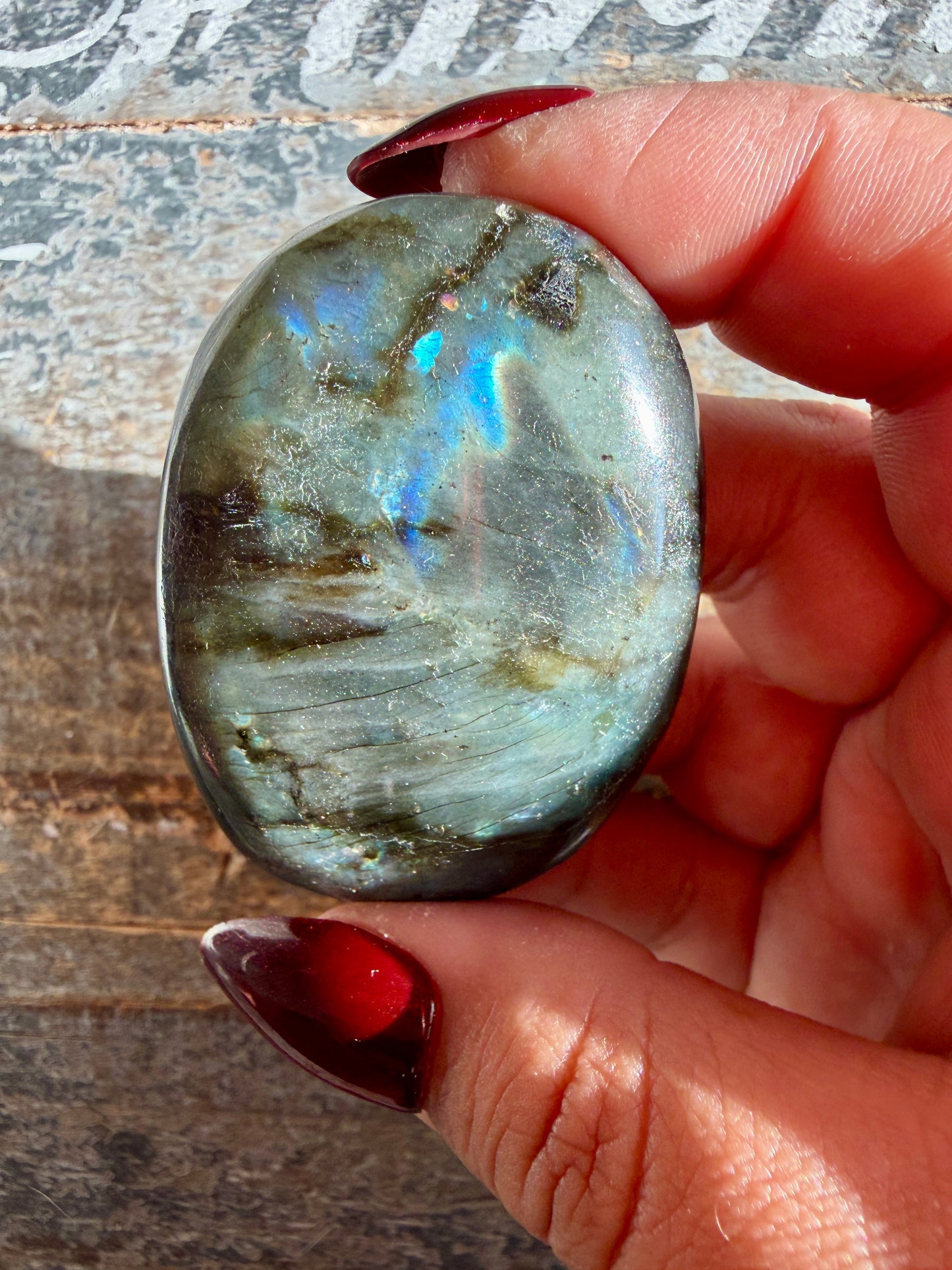 Gorgeous Flashy Labradorite Palm Stone | Madagascar | Opt C