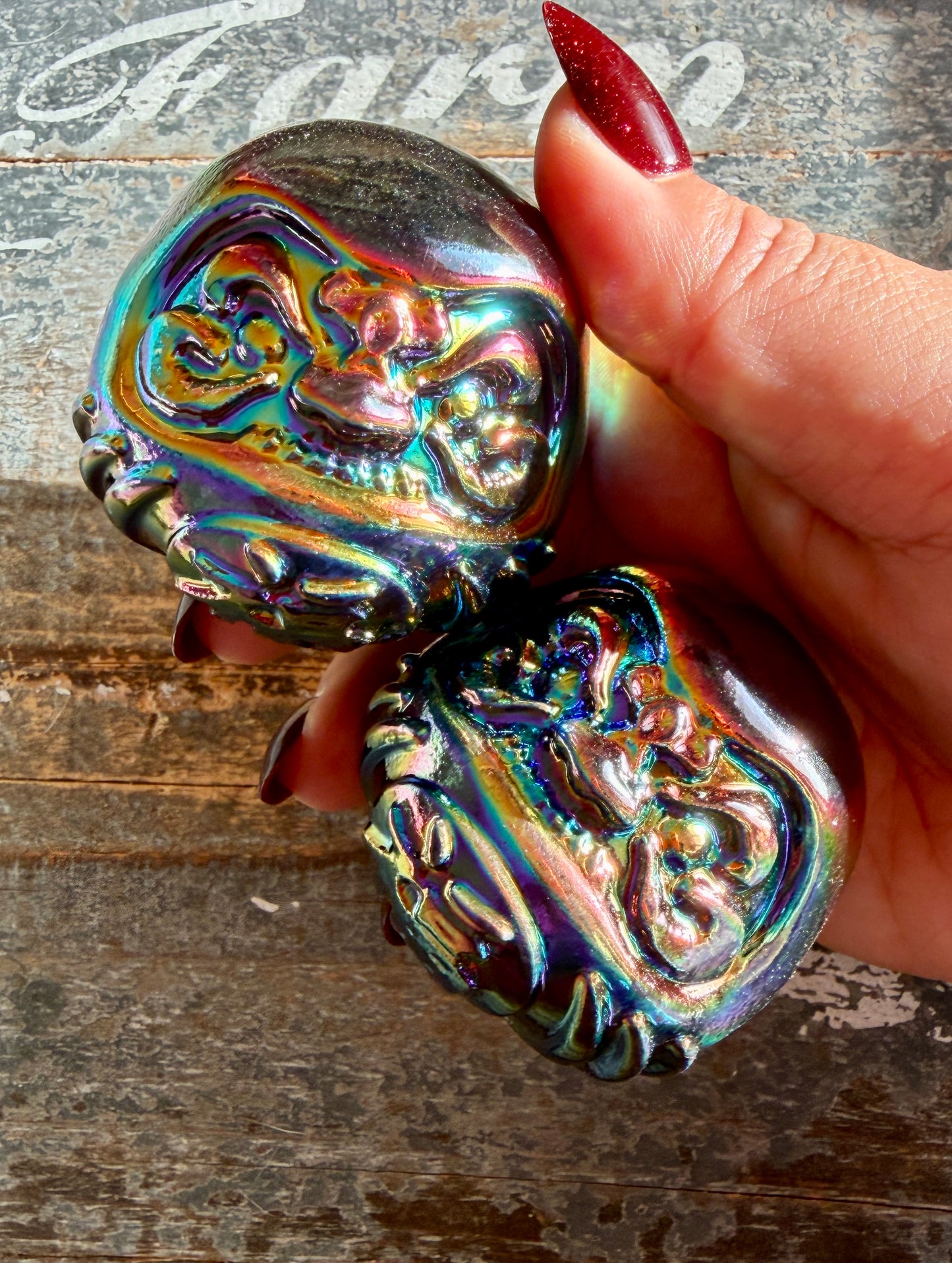 One (1) Titanium Aura Daruma doll (bigger)