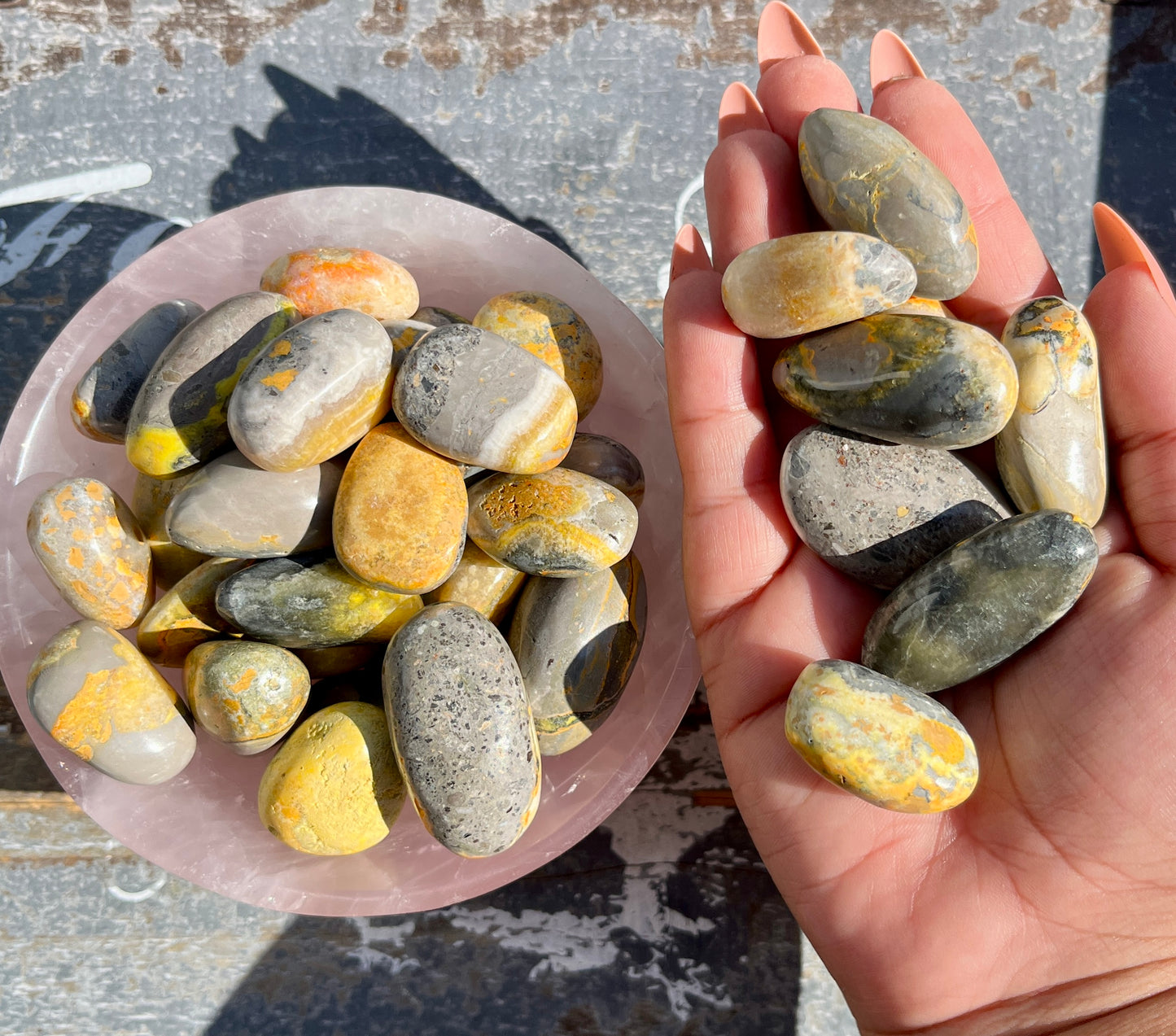 One (1) Gorgeous Bumblebee Jasper Tumble, intuitively chosen