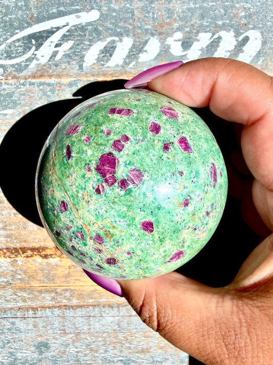 Gorgeous Ruby in Fuchsite Sphere | India | Opt 70