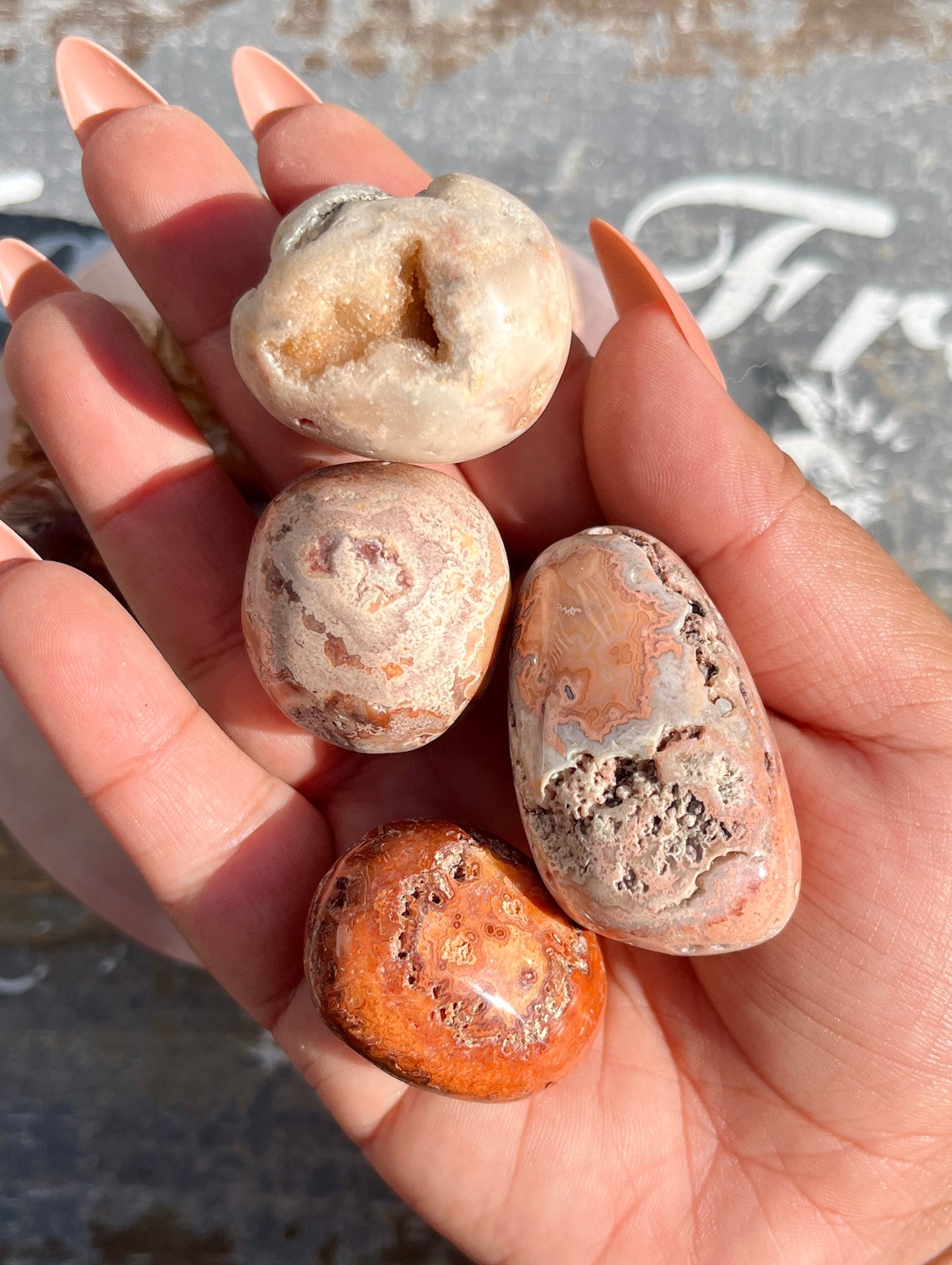 One (1) Gorgeous Pink Lace Agate Tumble, intuitively chosen