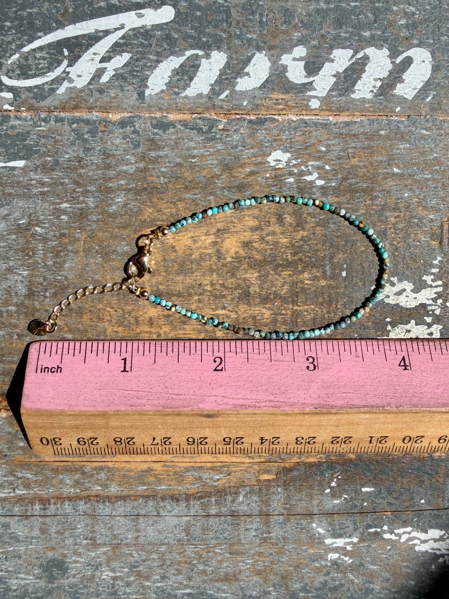 Micro Faceted African Jasper/Turquoise Beaded BRACELET | 1-2 mm | Adjustable up to 8"