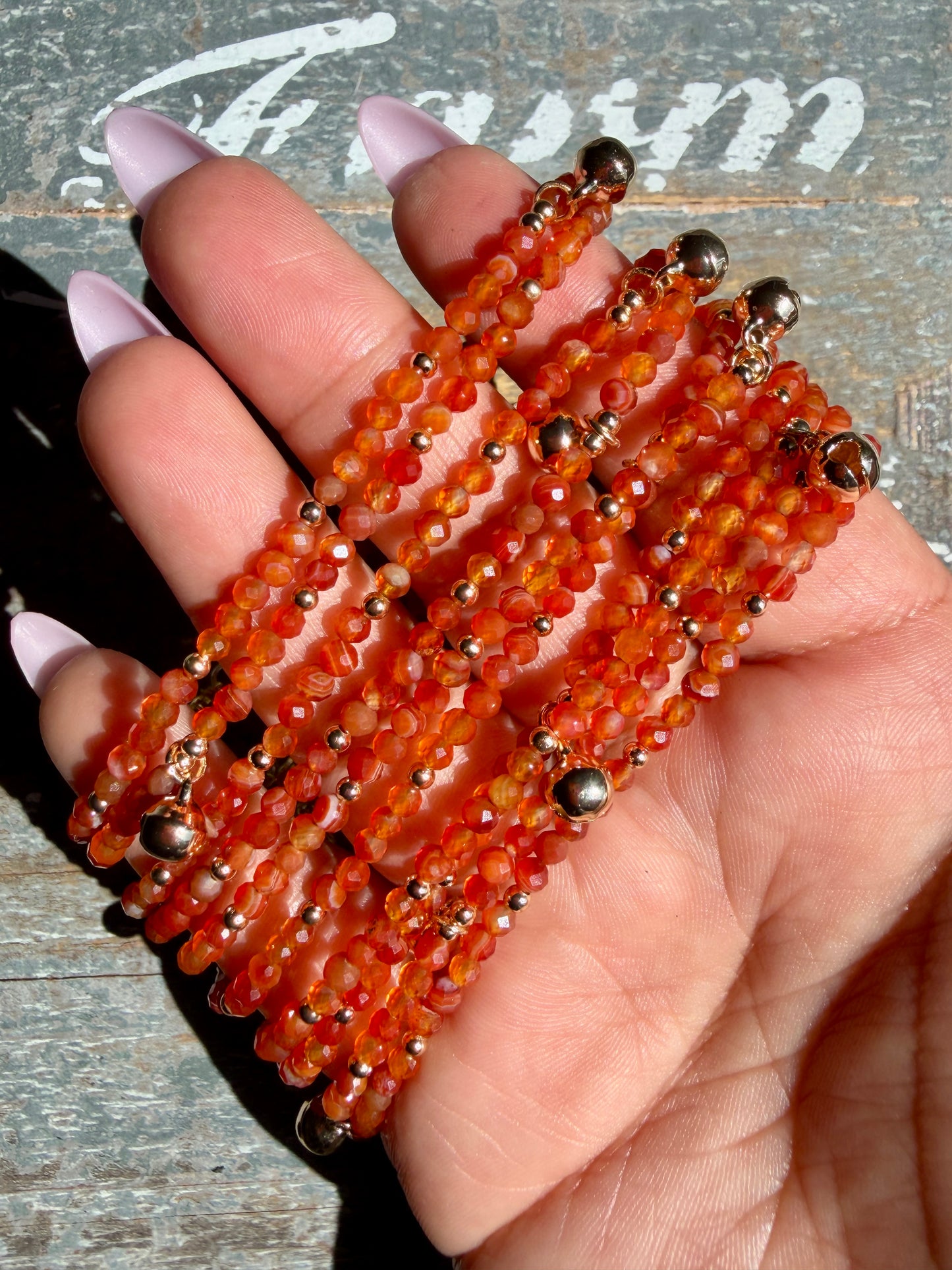Micro Faceted Carnelian Beaded ANKLET | 2-3 mm | Adjustable up to 10"