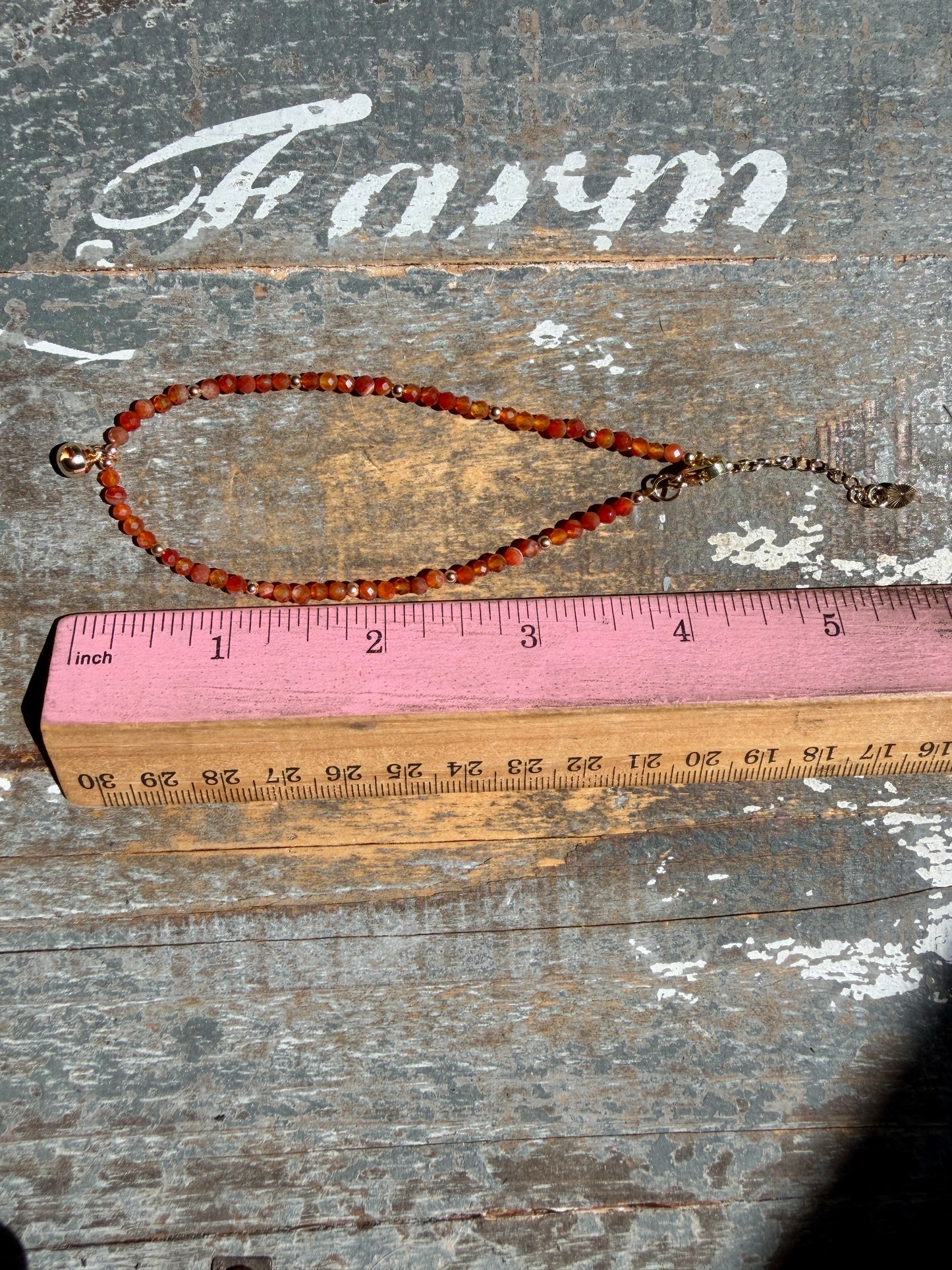 Micro Faceted Carnelian Beaded ANKLET | 2-3 mm | Adjustable up to 10"