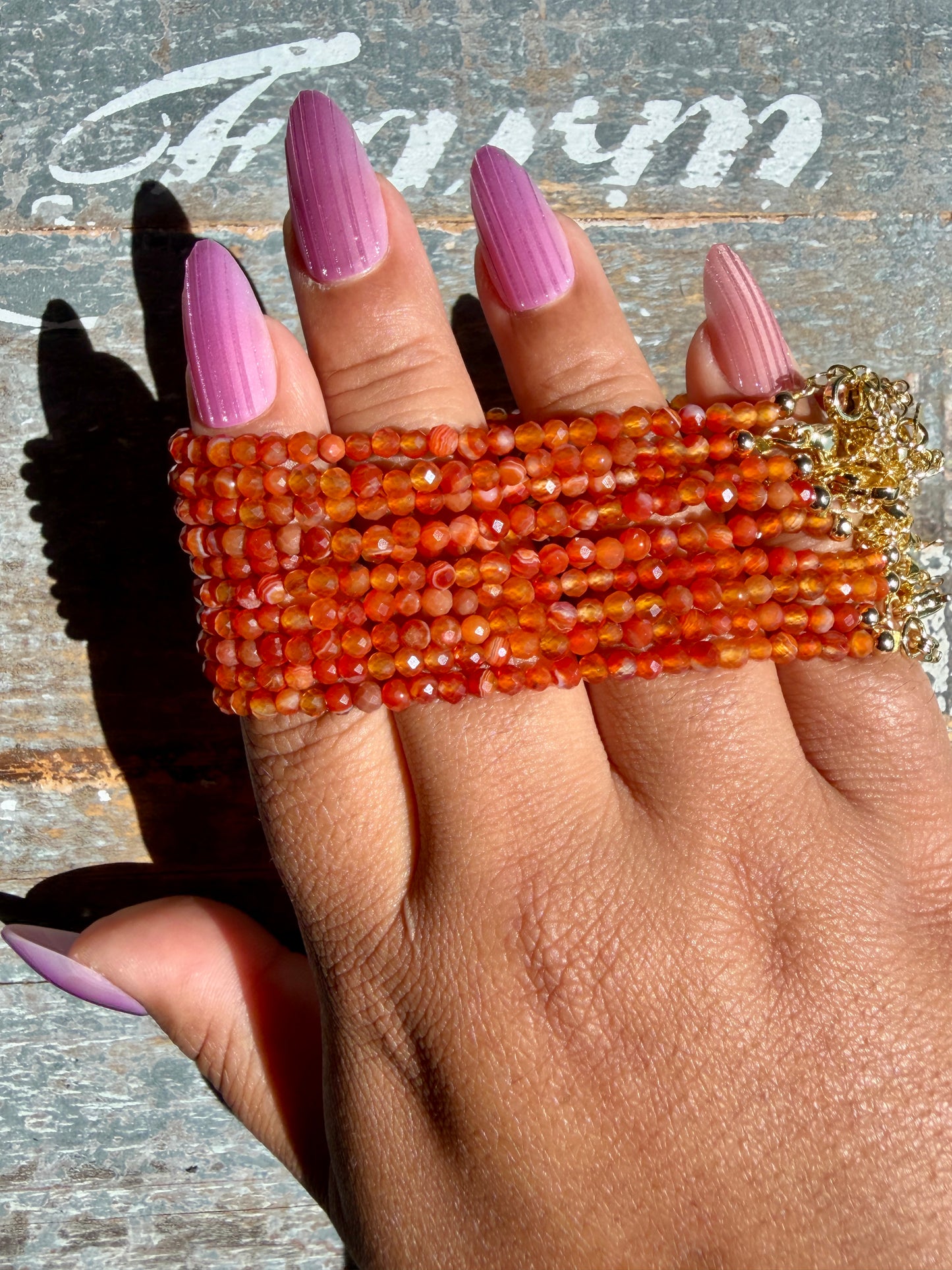 Micro Faceted Carnelian Beaded BRACELET | 1-2 mm | Adjustable up to 8"