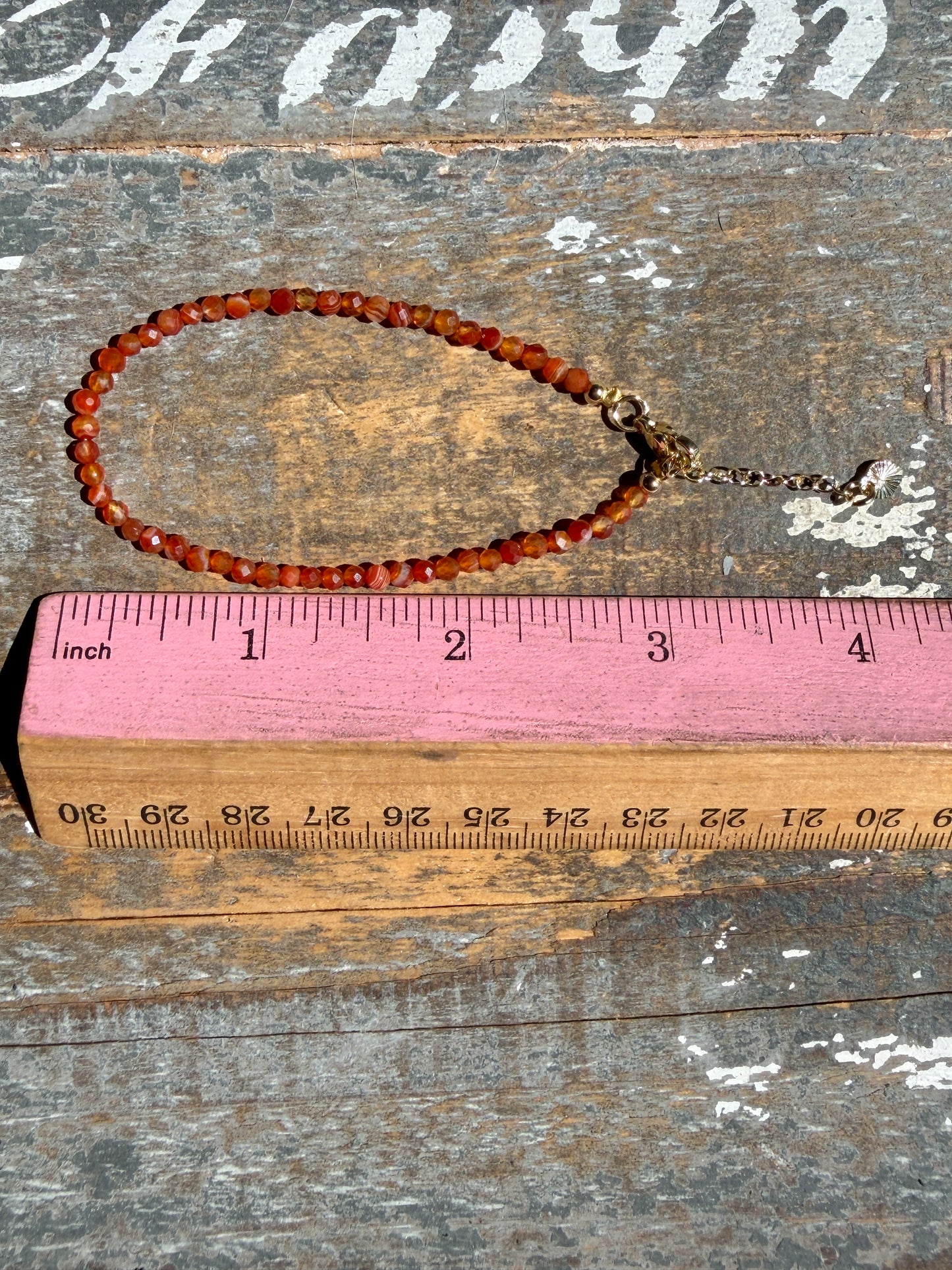 Micro Faceted Carnelian Beaded BRACELET | 1-2 mm | Adjustable up to 8"