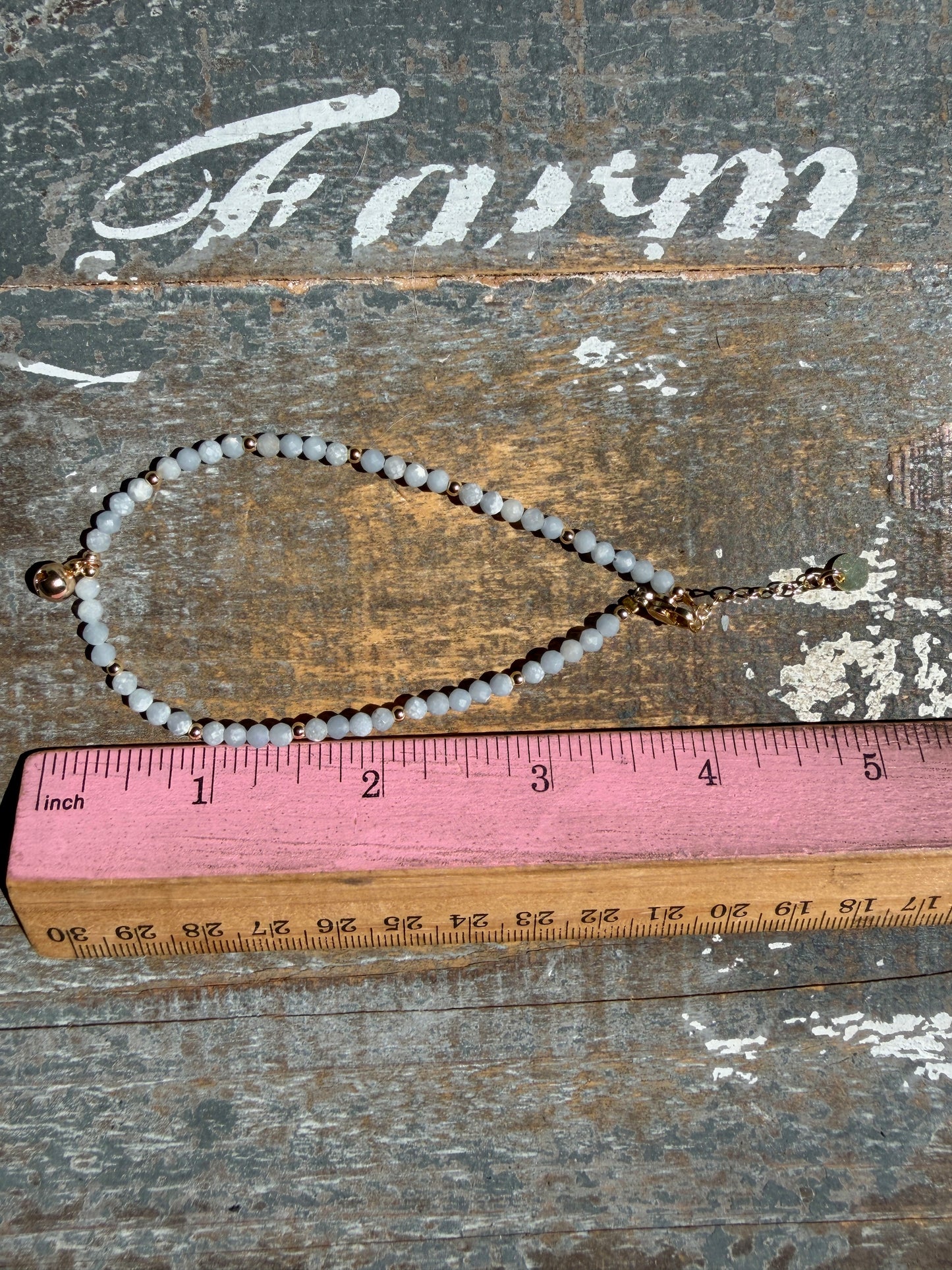 Micro Faceted Angelite Beaded ANKLET | 2-3 mm | Adjustable up to 10"