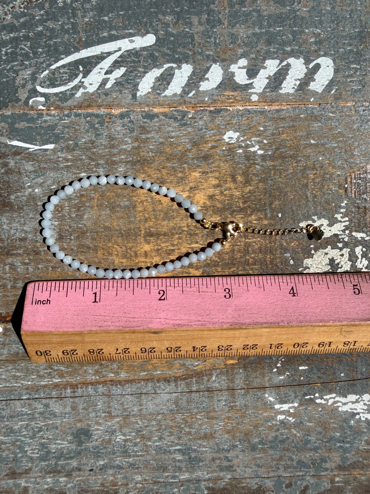 Micro Faceted Angelite Beaded BRACELET | 1-2 mm | Adjustable up to 8"