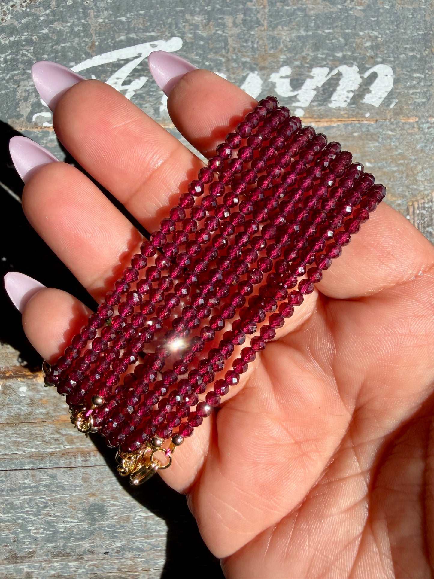 Micro Faceted Garnet Beaded BRACELET | 1-2 mm | Adjustable up to 8"