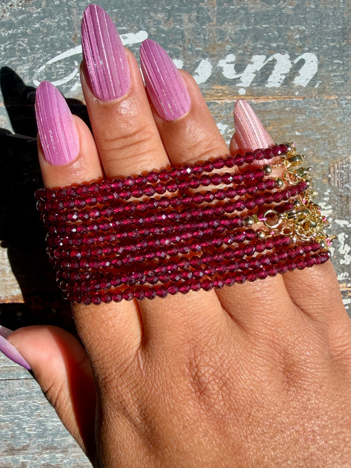 Micro Faceted Garnet Beaded BRACELET | 1-2 mm | Adjustable up to 8"