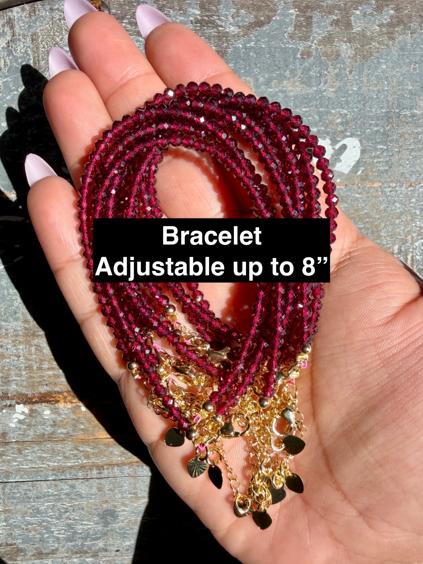 Micro Faceted Garnet Beaded BRACELET | 1-2 mm | Adjustable up to 8"