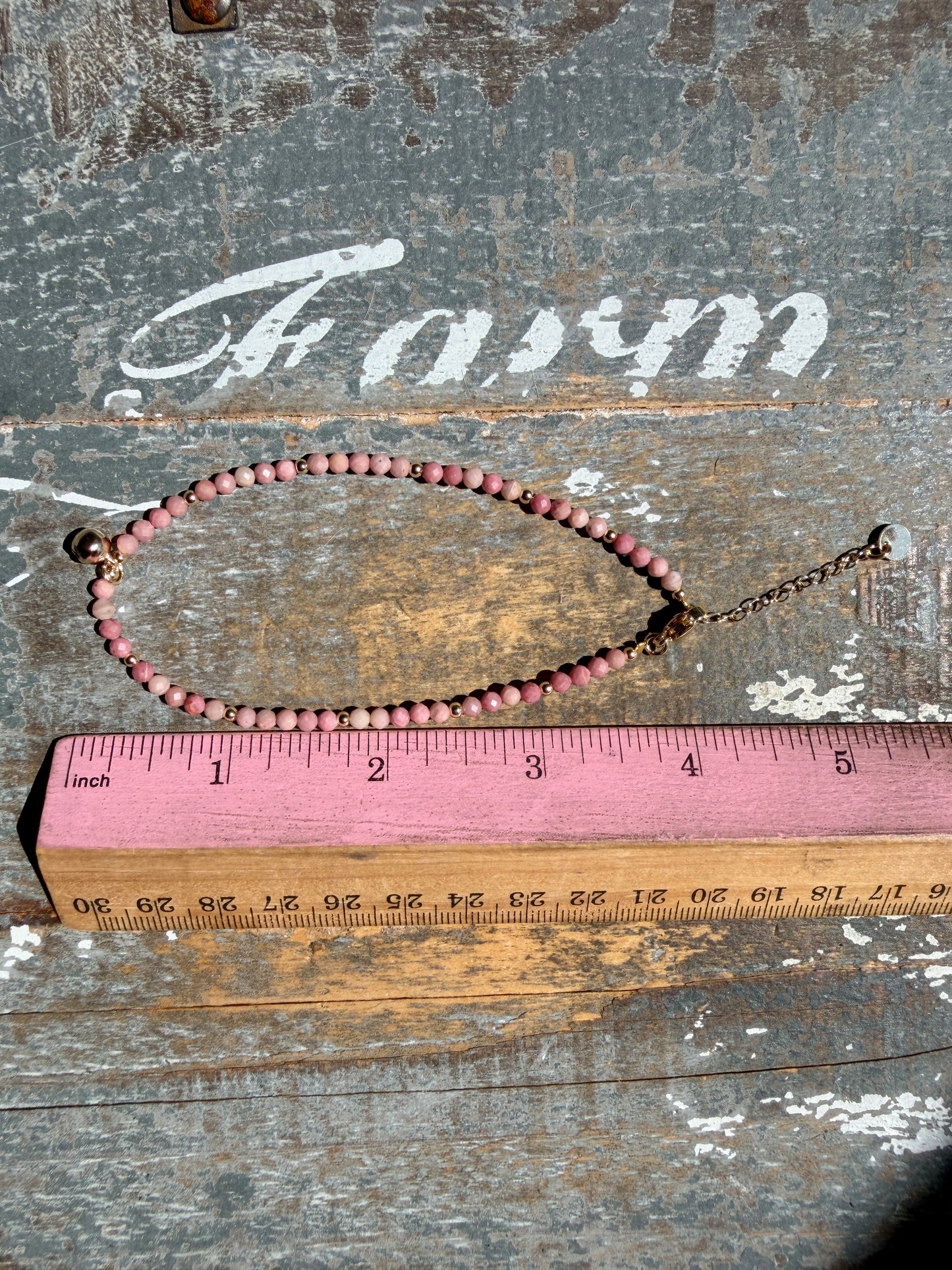 Micro Faceted Pink Petrified Wood Beaded ANKLET | 2-3 mm | Adjustable up to 10"