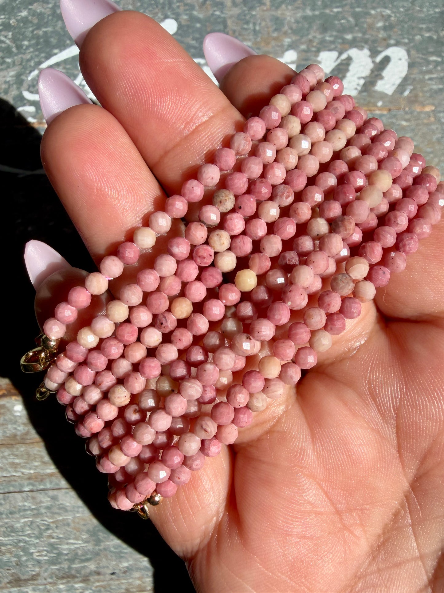 Micro Faceted Pink Petrified Wood Beaded BRACELET | 1-2 mm | Adjustable up to 8"