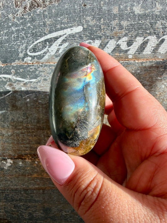 Gorgeous Flashy Labradorite Lingam | Madagascar | Opt Q