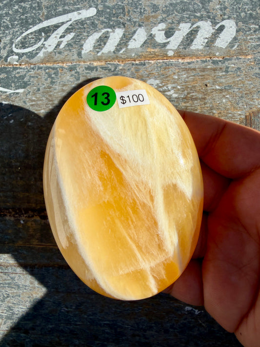 Gorgeous Honeycomb Calcite Palm Stone | Opt 13