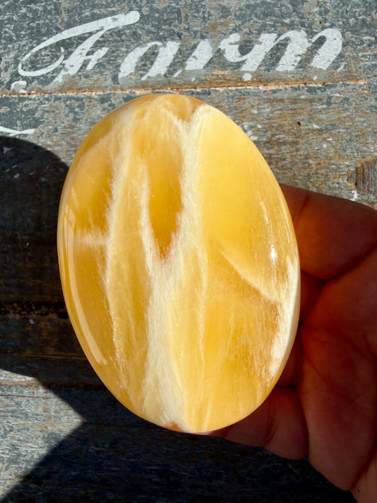 Gorgeous Honeycomb Calcite Palm Stone | Opt 13