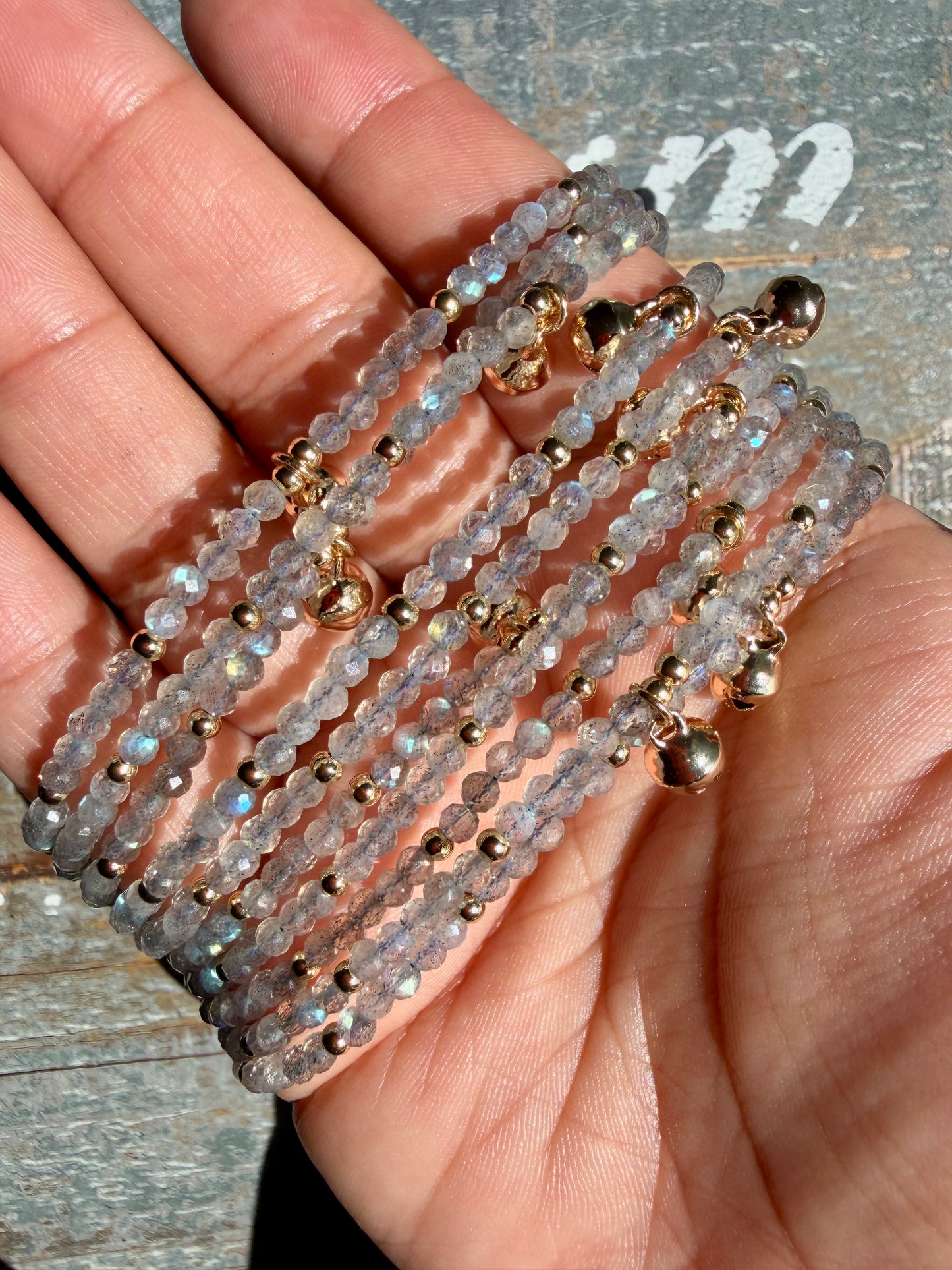 Micro Faceted Labradorite Beaded ANKLET | 2-3 mm | Adjustable up to 10"