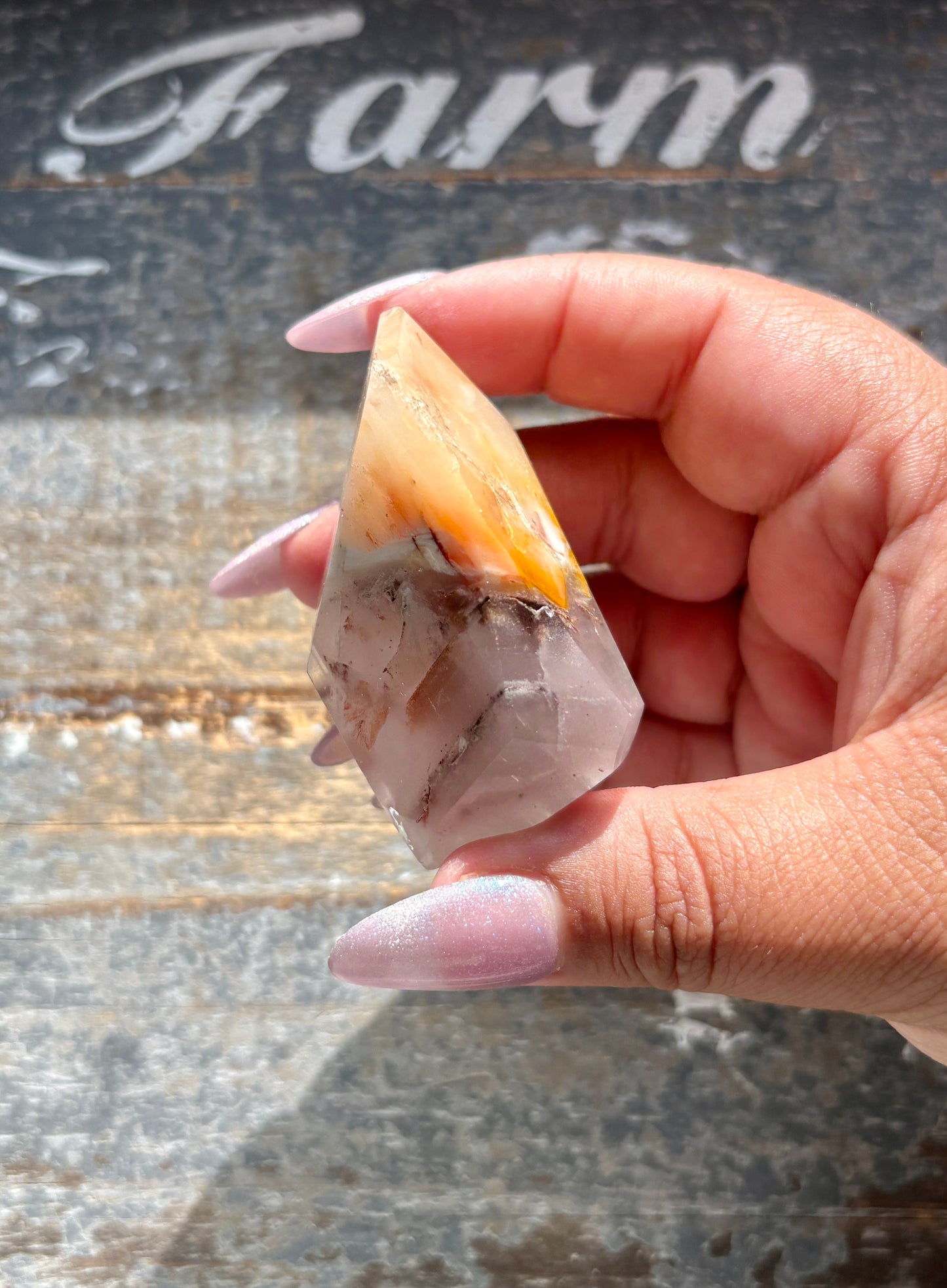 Gorgeous Pink Lithium + Amphibole Quartz Freeform from Brazil