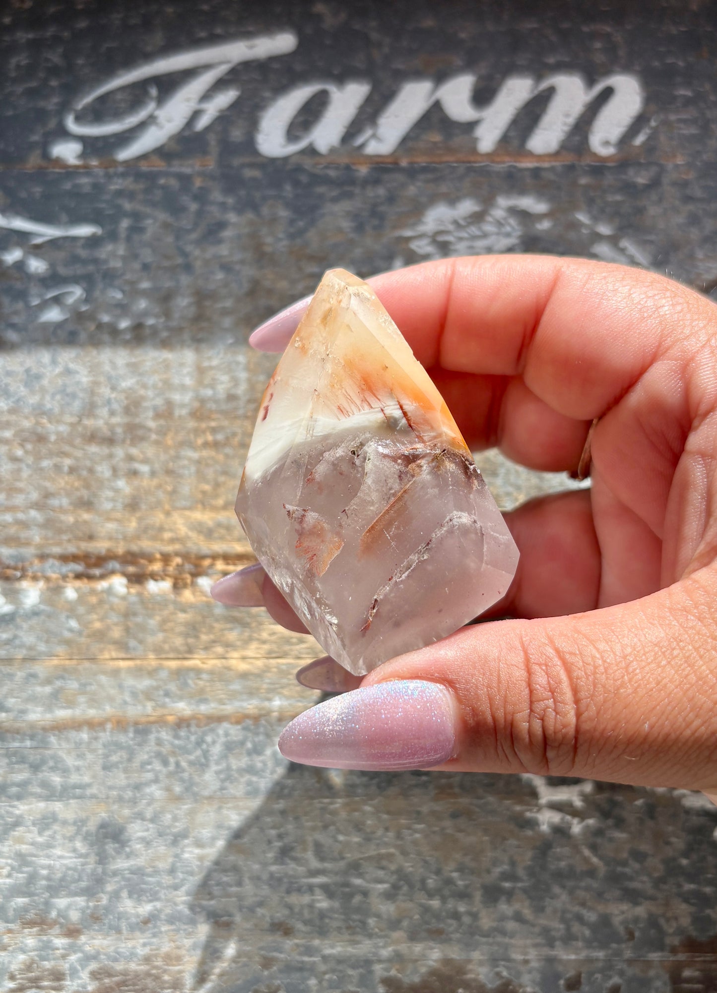 Gorgeous Pink Lithium + Amphibole Quartz Freeform from Brazil