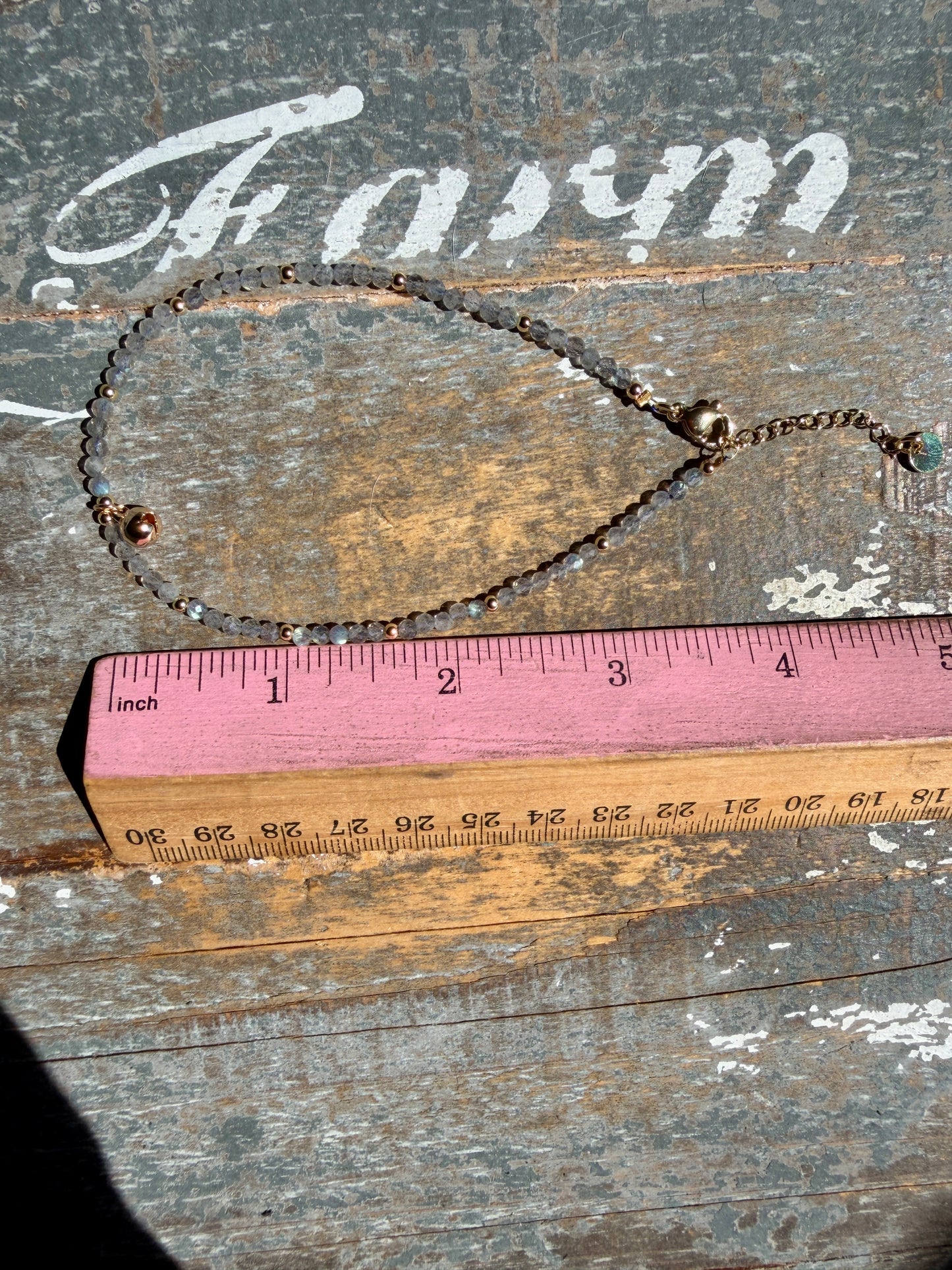 Micro Faceted Labradorite Beaded ANKLET | 2-3 mm | Adjustable up to 10"