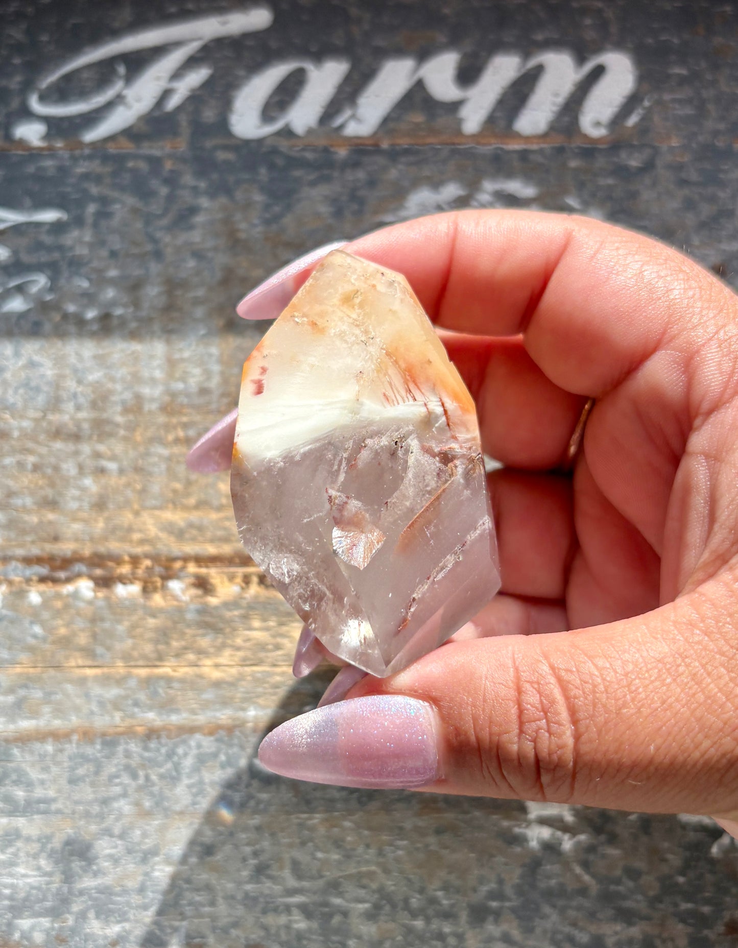 Gorgeous Pink Lithium + Amphibole Quartz Freeform from Brazil