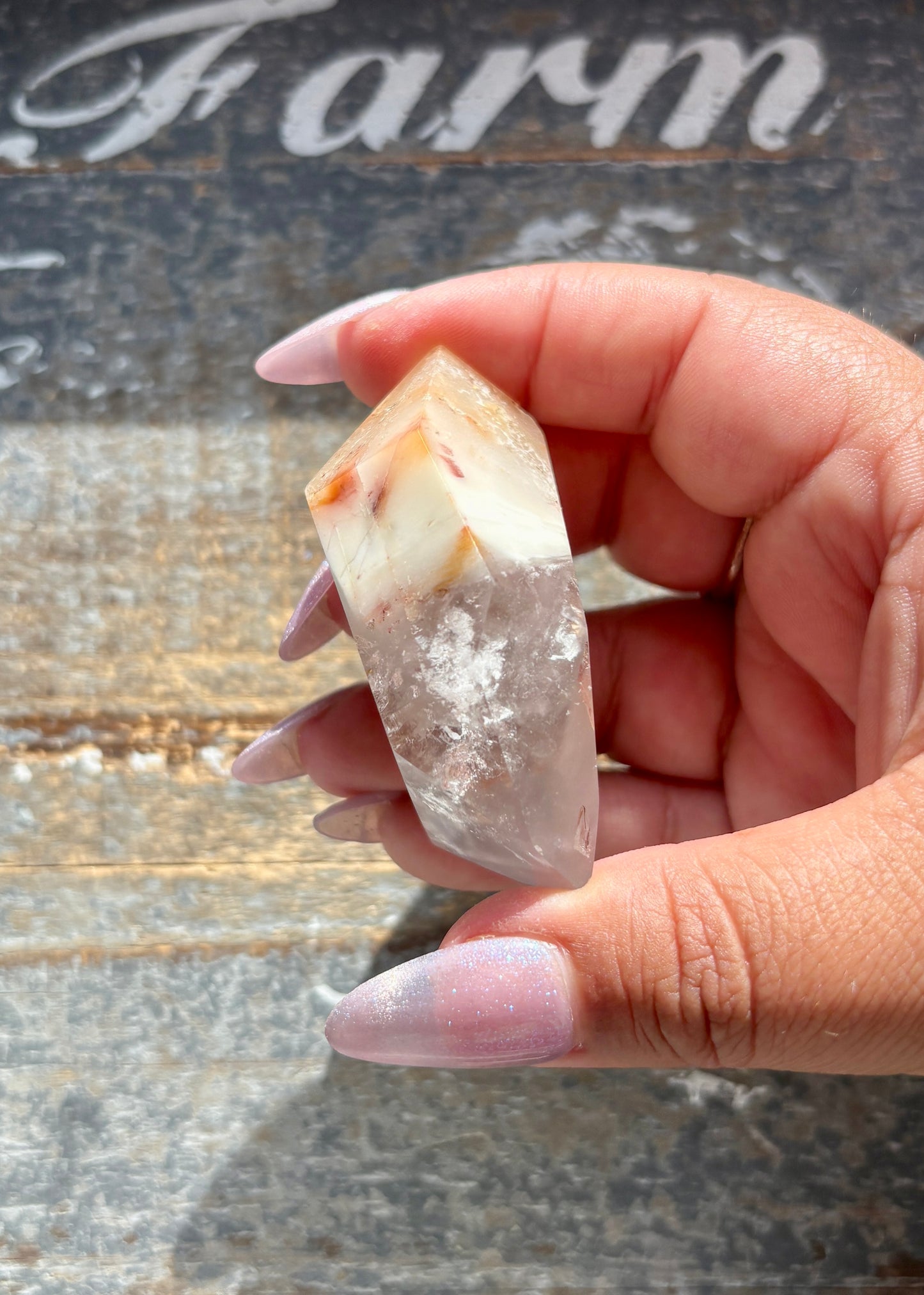 Gorgeous Pink Lithium + Amphibole Quartz Freeform from Brazil