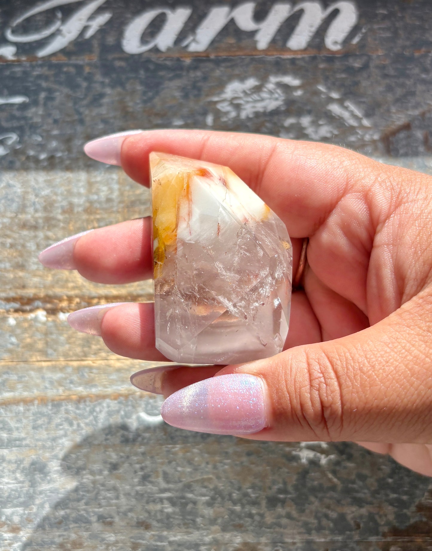 Gorgeous Pink Lithium + Amphibole Quartz Freeform from Brazil