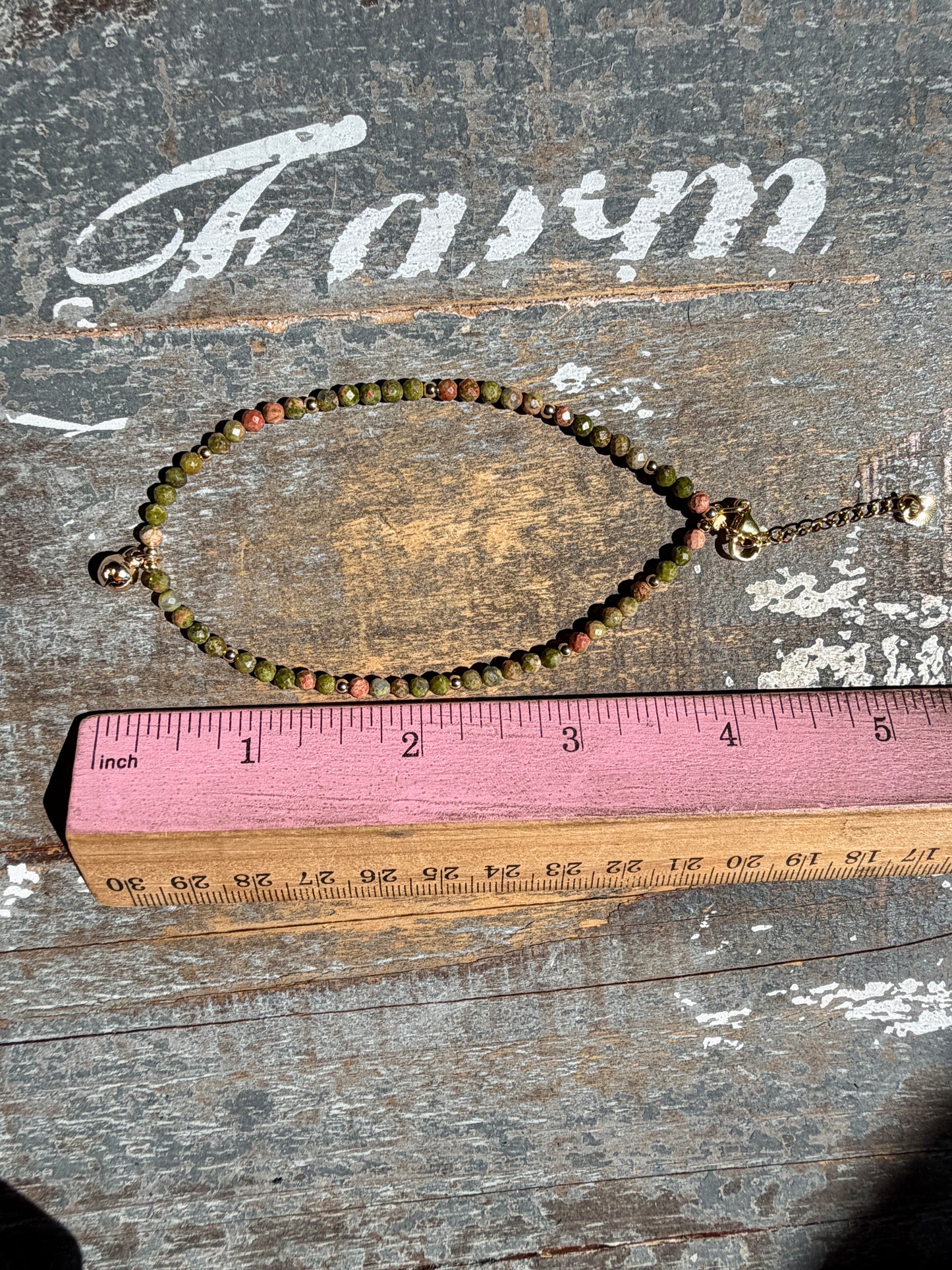Micro Faceted Unakite Beaded ANKLET | 2-3 mm | Adjustable up to 10"