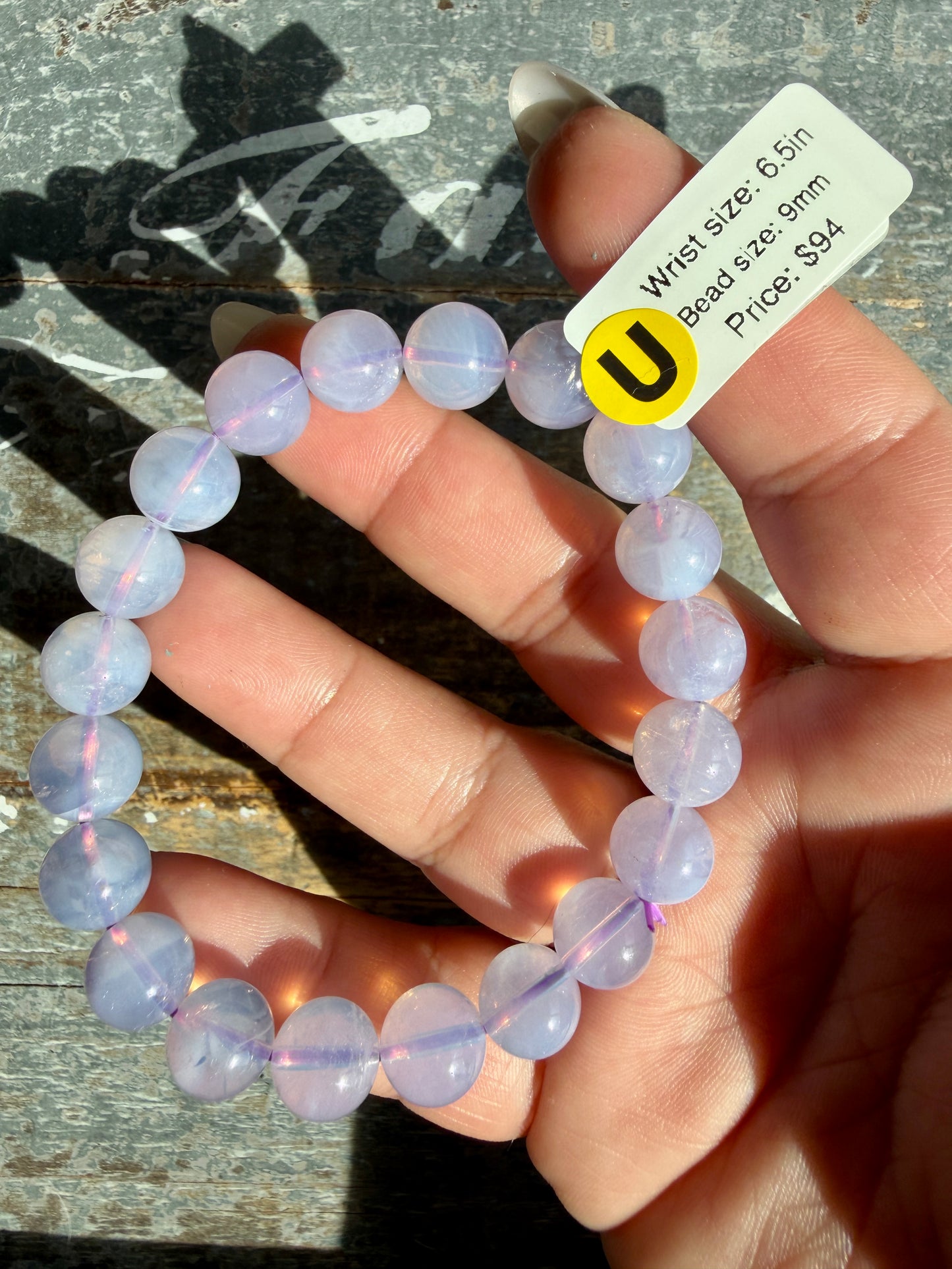 Lavender Moon Quartz | Opt U | Wrist Size: 6.5" | Bead Size: 9mm