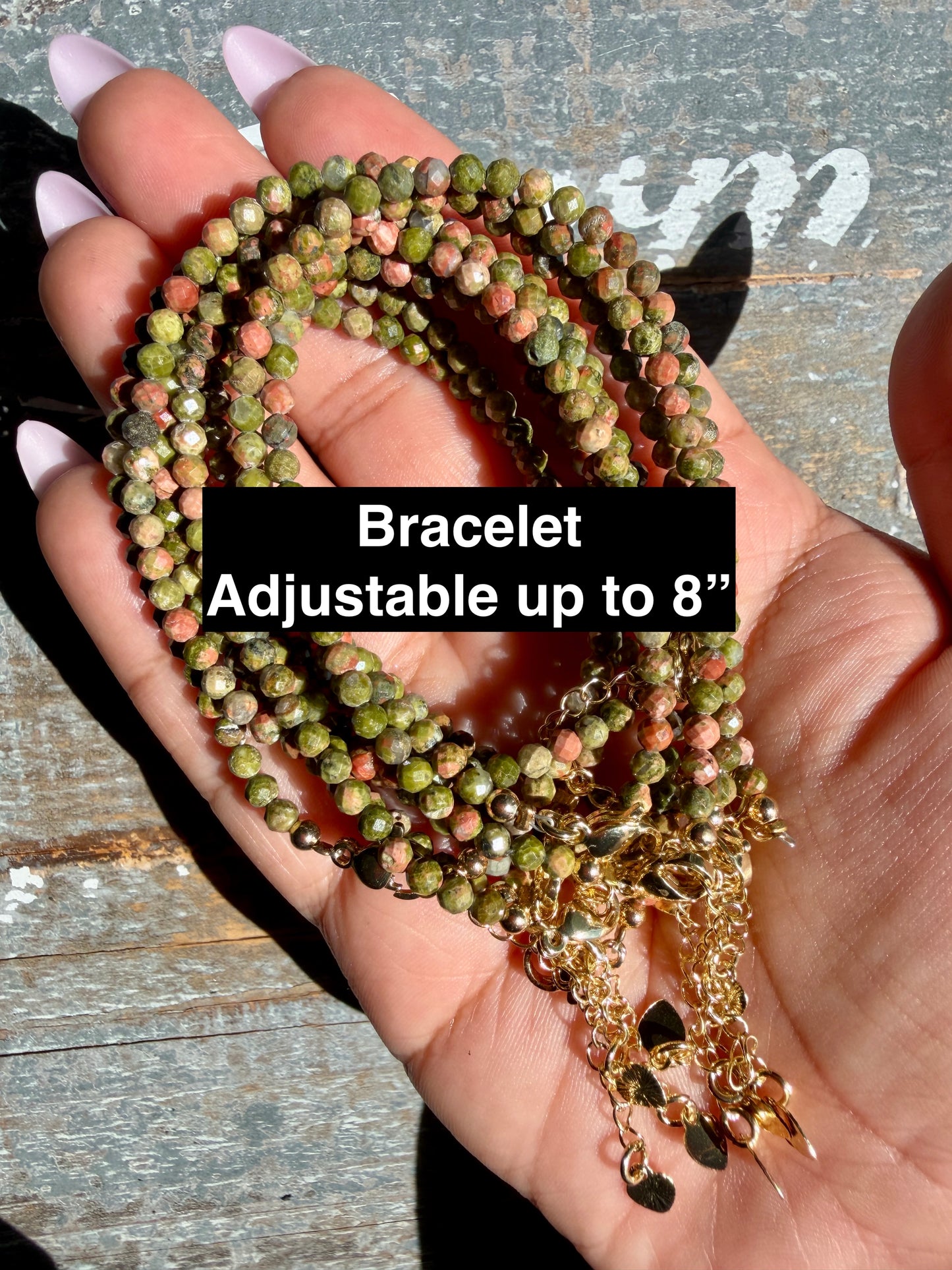 Micro Faceted Unakite Beaded BRACELET | 1-2 mm | Adjustable up to 8"