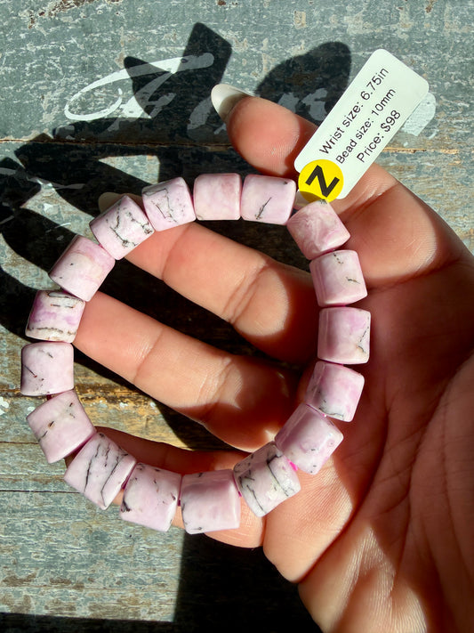 Pink Aragonite Bracelet | Opt Z | Wrist Size: 6.75" | Bead Size: 10mm
