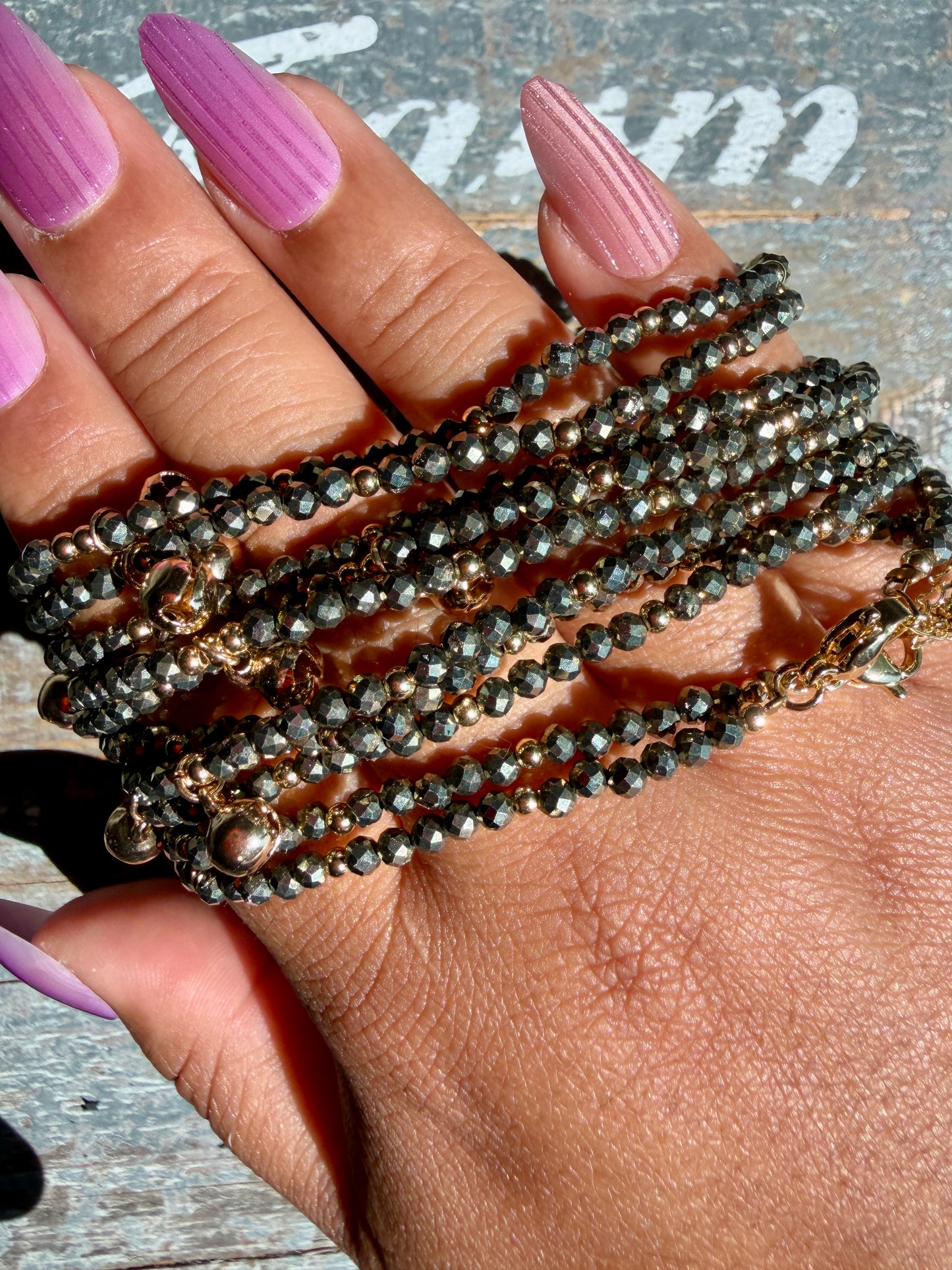 Micro Faceted Pyrite Beaded ANKLET | 2-3 mm | Adjustable up to 10"