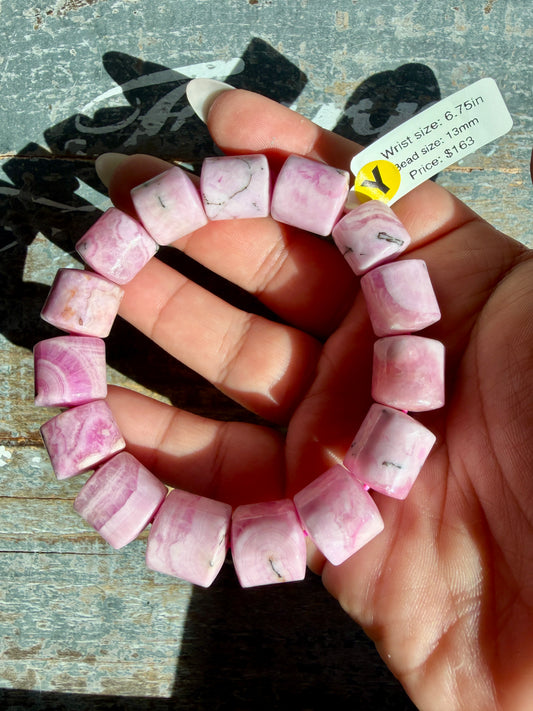 Pink Aragonite Bracelet | Opt Y | Wrist Size: 6.75" | Bead Size: 13mm