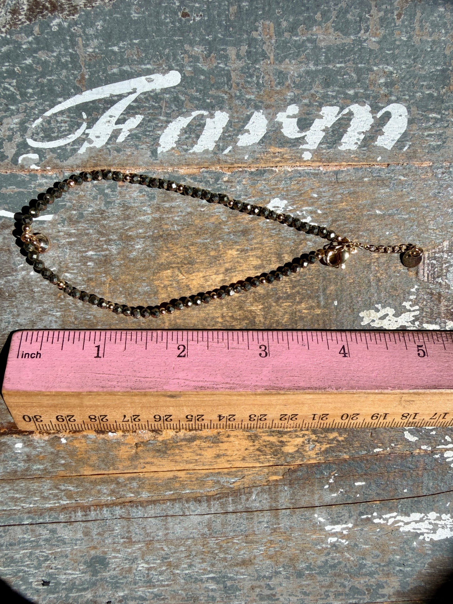 Micro Faceted Pyrite Beaded ANKLET | 2-3 mm | Adjustable up to 10"