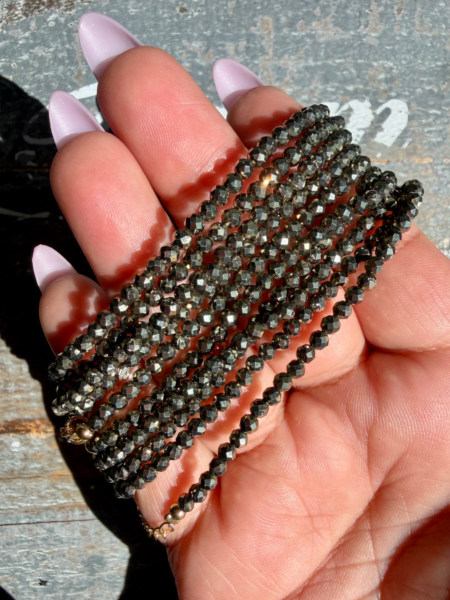 Micro Faceted Pyrite Beaded BRACELET | 1-2 mm | Adjustable up to 8"