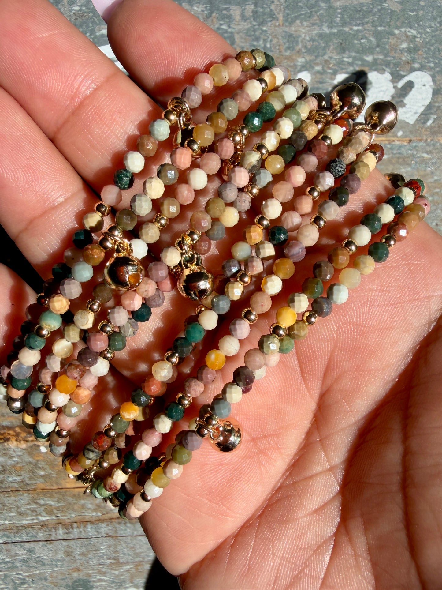 Micro Faceted Alashan Agate Beaded ANKLET | 2-3 mm | Adjustable up to 10"