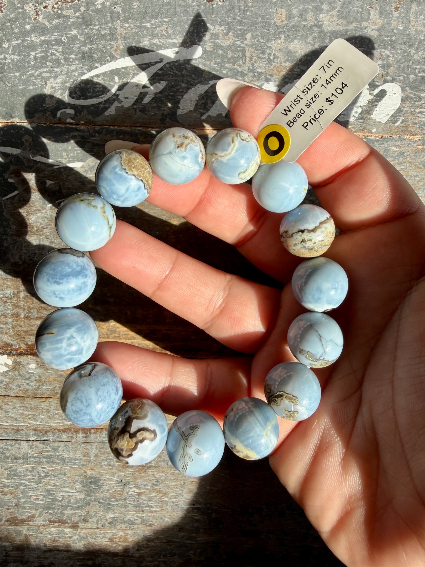 Blue Opal Bracelet | Opt O | Wrist Size: 7" | Bead Size: 14mm