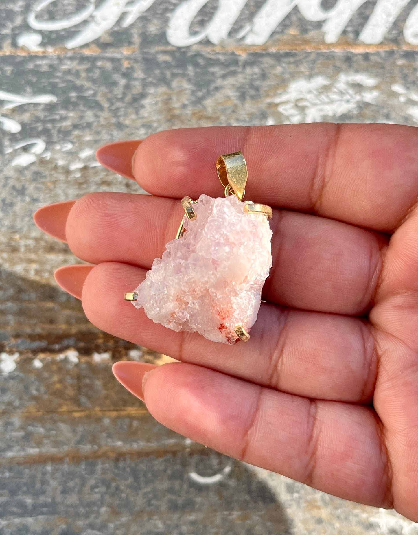 Gorgeous Druzy Pink Amethyst Pendant from Brazil