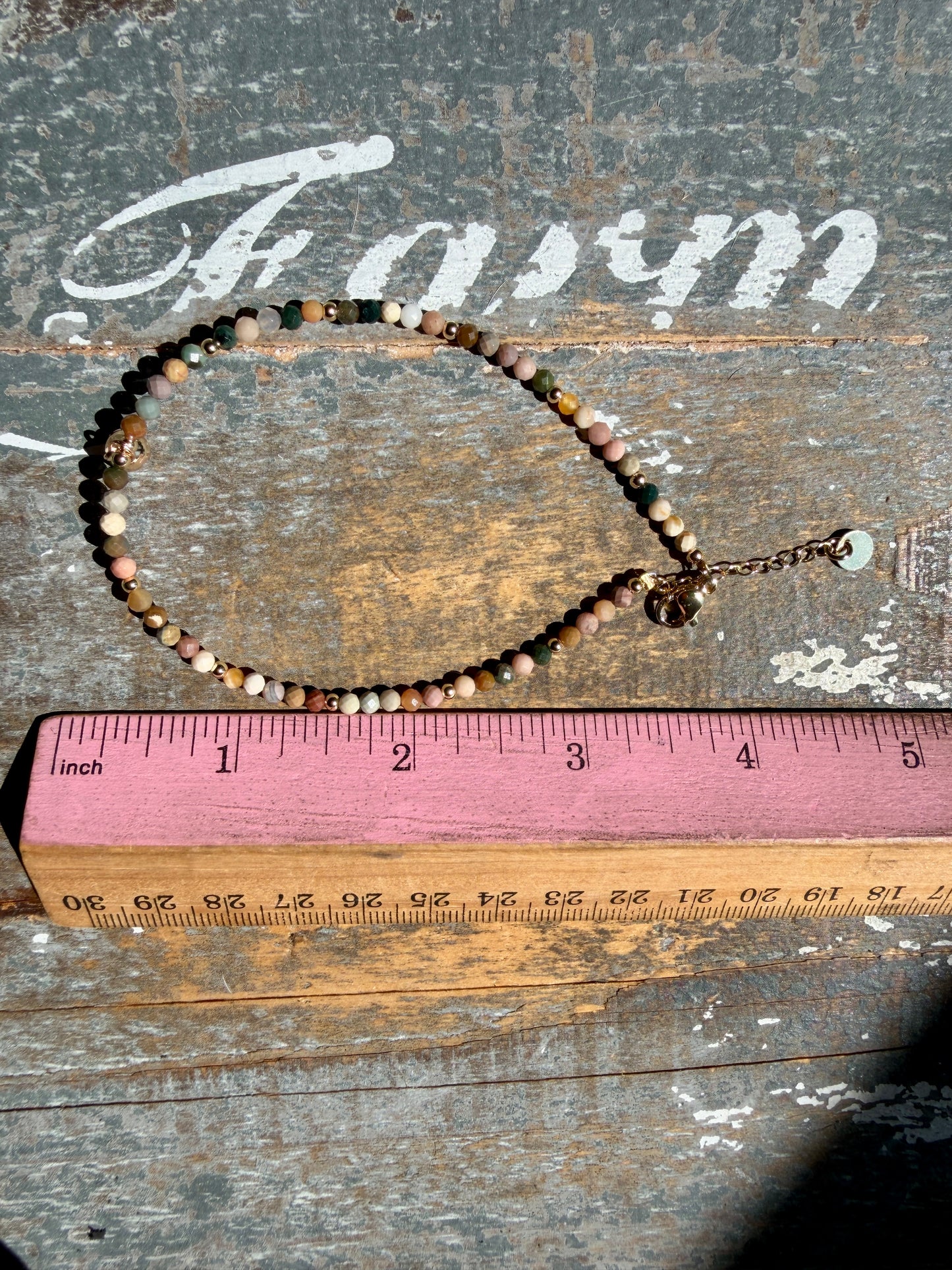 Micro Faceted Alashan Agate Beaded ANKLET | 2-3 mm | Adjustable up to 10"
