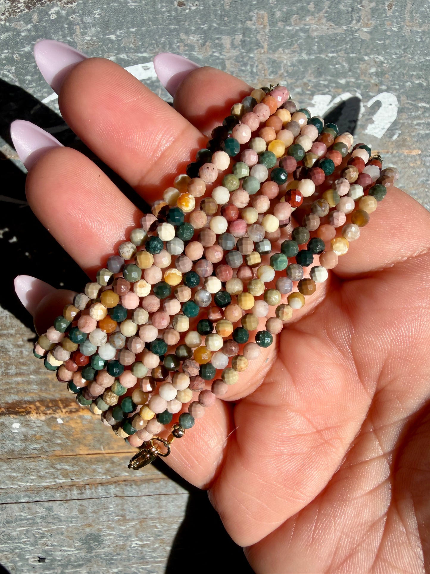 Micro Faceted Alashan Agate Beaded BRACELET | 1-2 mm | Adjustable up to 8"