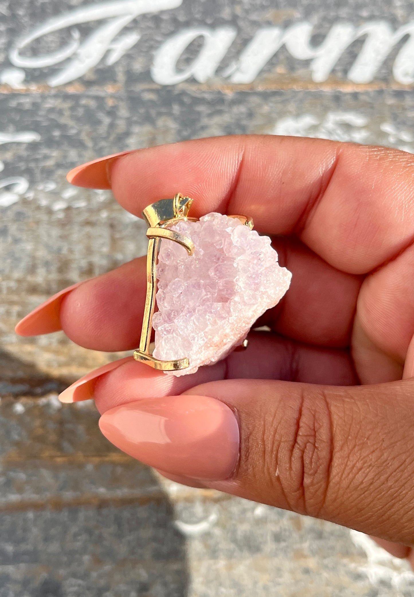 Gorgeous Druzy Pink Amethyst Pendant from Brazil