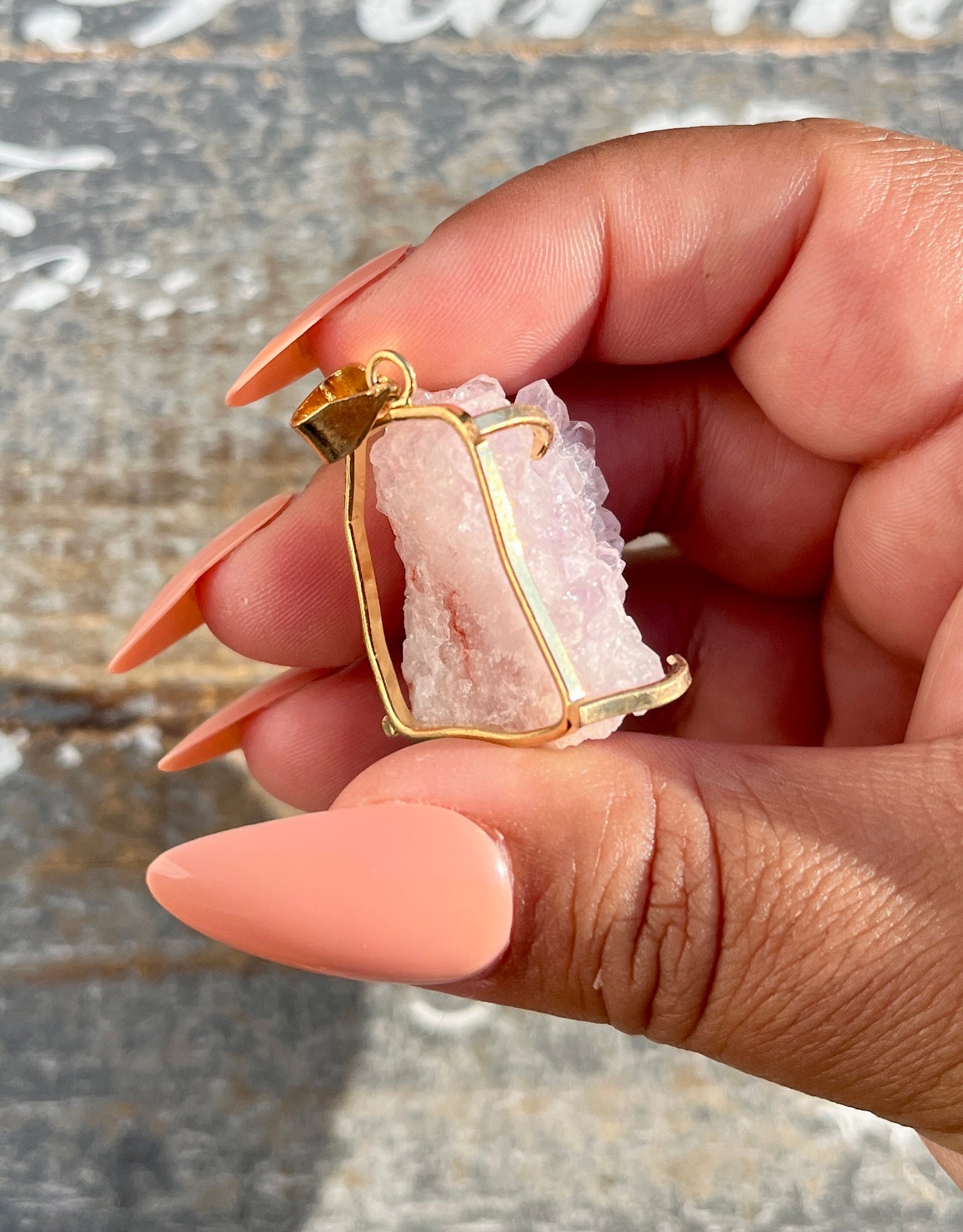 Gorgeous Druzy Pink Amethyst Pendant from Brazil