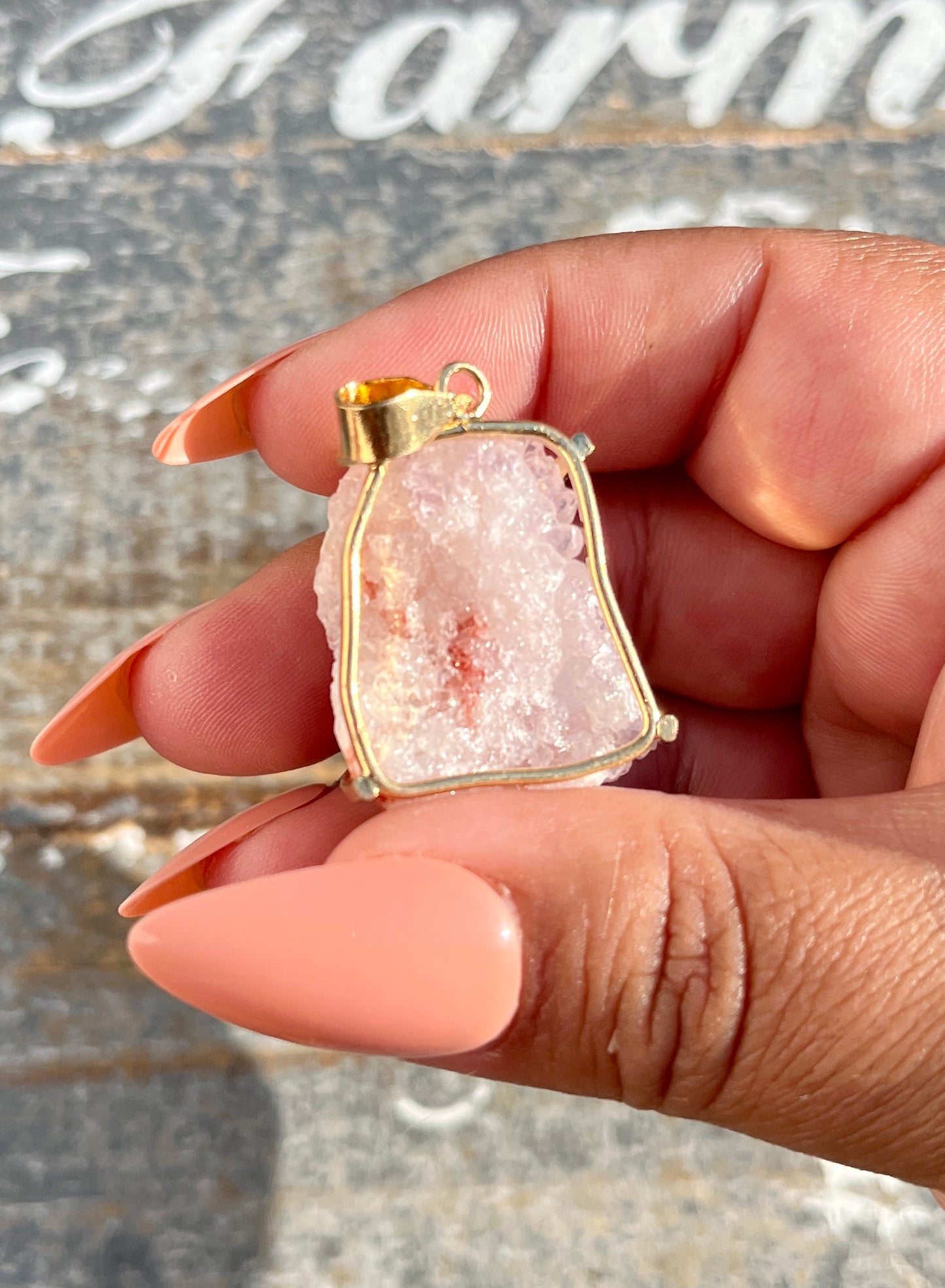 Gorgeous Druzy Pink Amethyst Pendant from Brazil