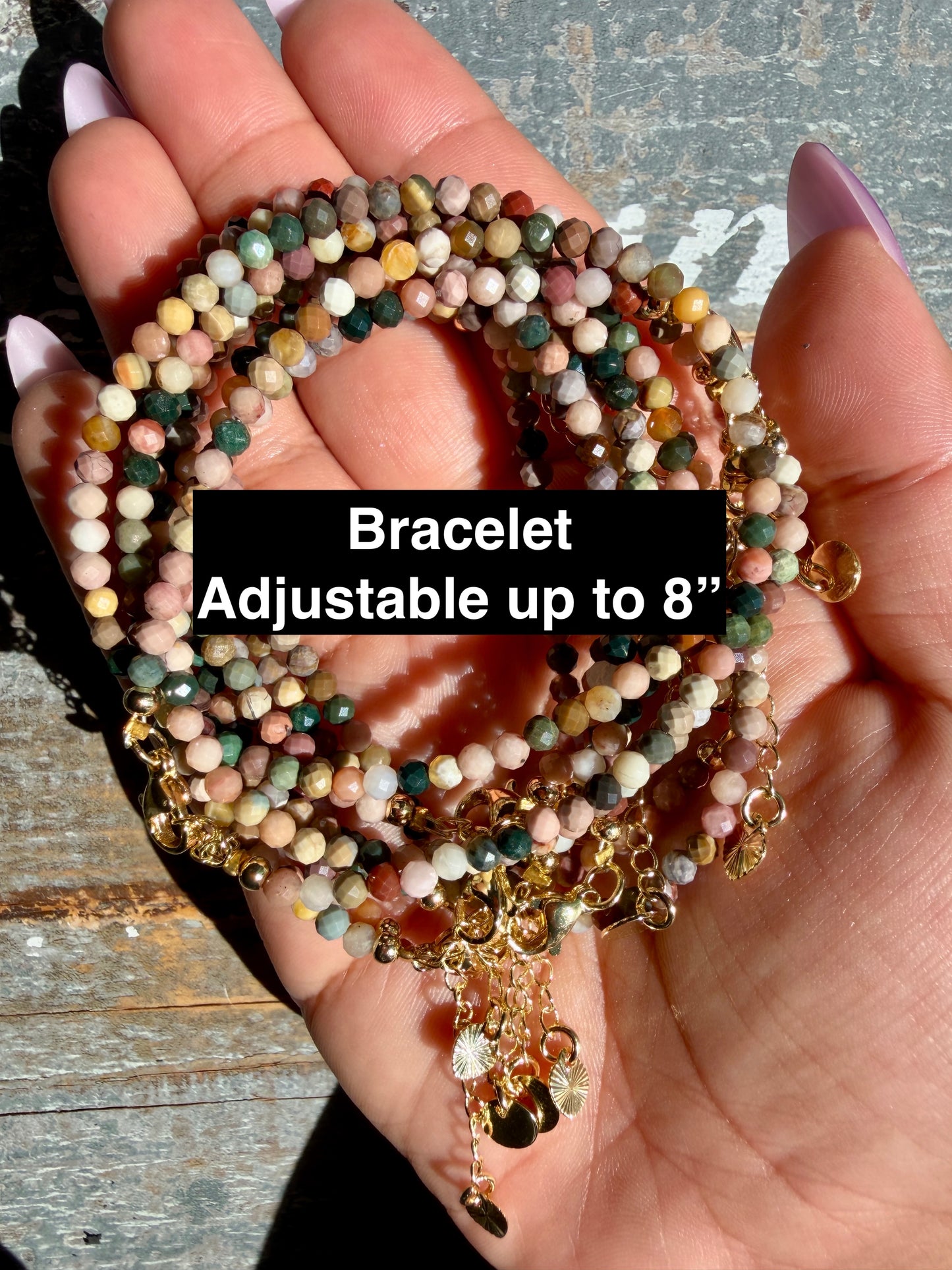 Micro Faceted Alashan Agate Beaded BRACELET | 1-2 mm | Adjustable up to 8"