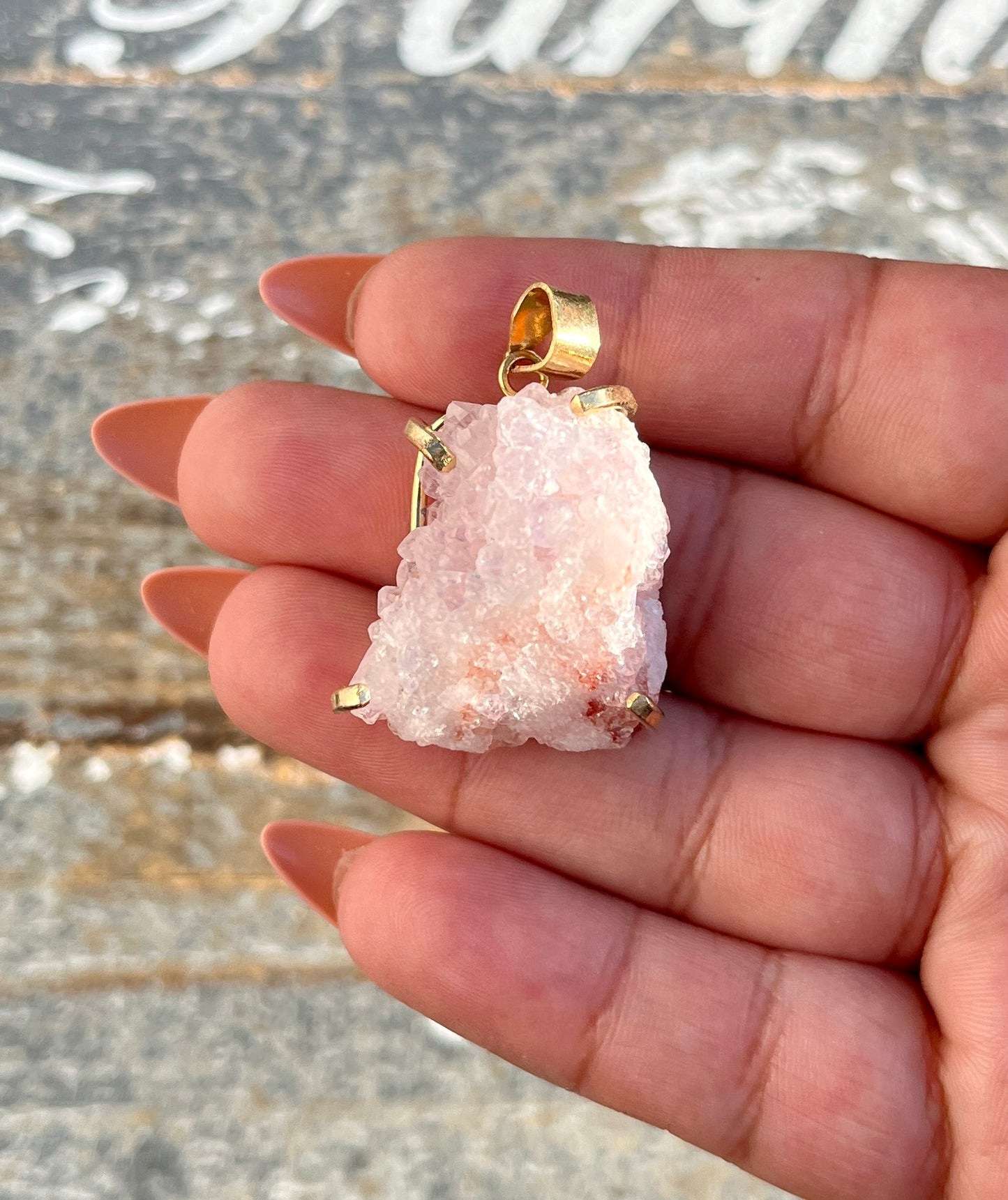 Gorgeous Druzy Pink Amethyst Pendant from Brazil