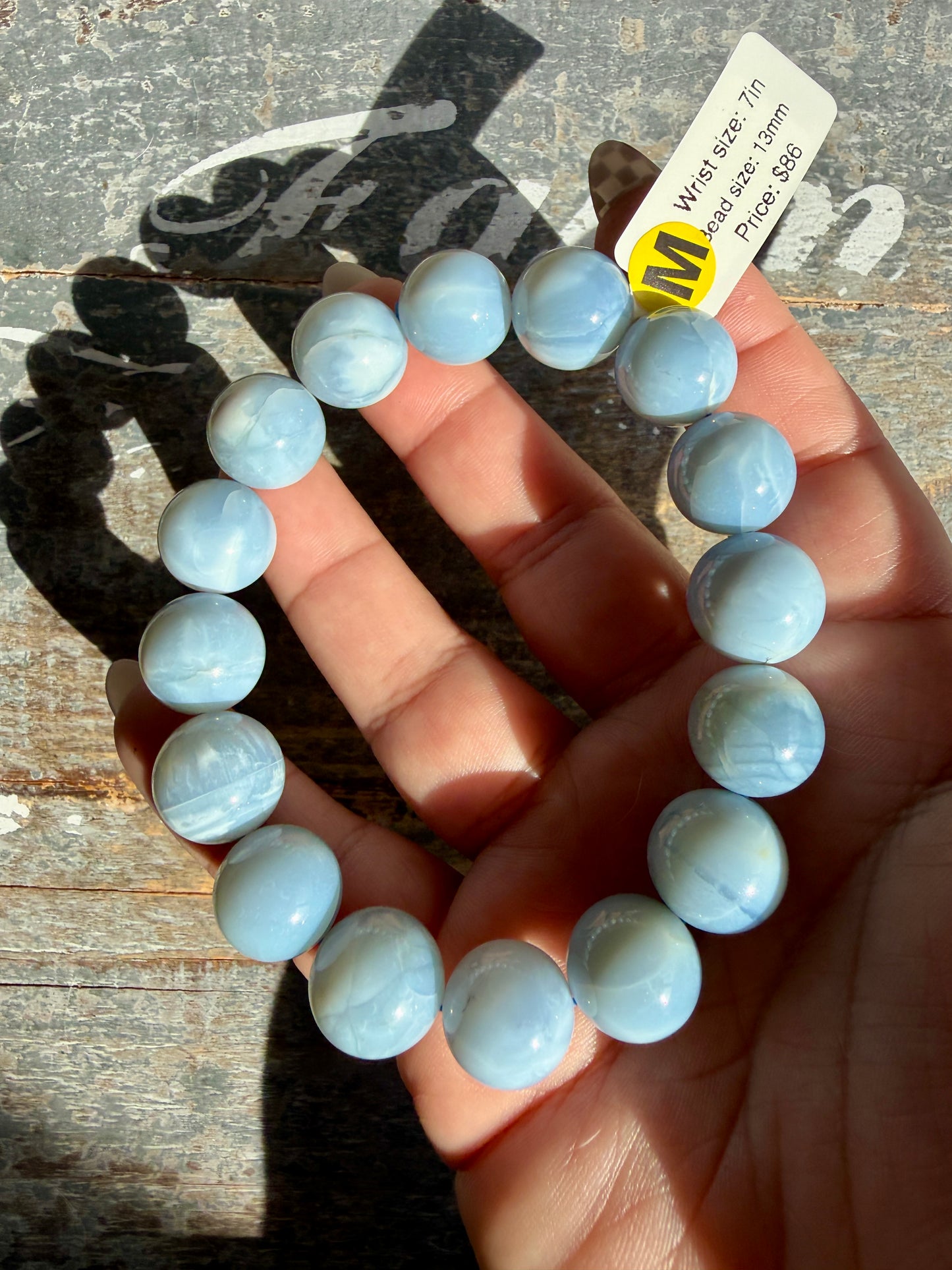 Blue Opal Bracelet | Opt M | Wrist Size: 7" | Bead Size: 13mm