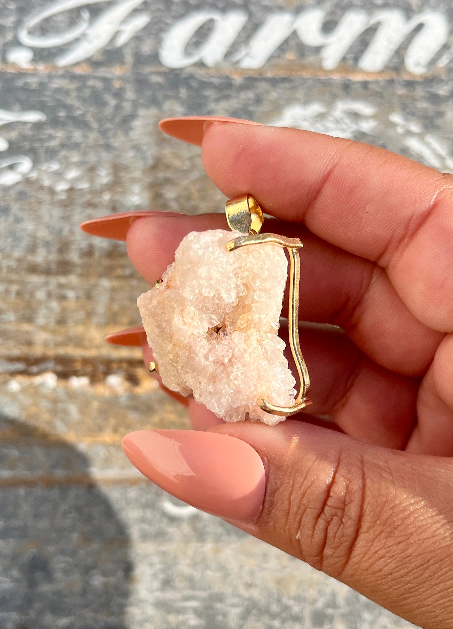 Gorgeous Druzy Pink Amethyst Pendant from Brazil